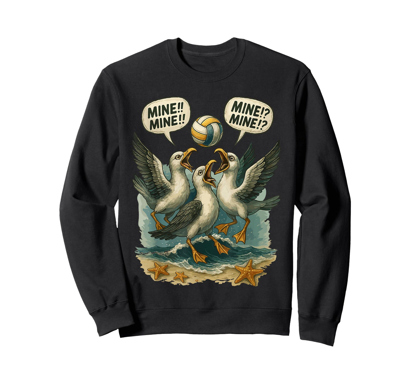Volleyball Costume for Girls Women, Volleyball Seagull Mine T-Shirt - Sweatshirt | Black