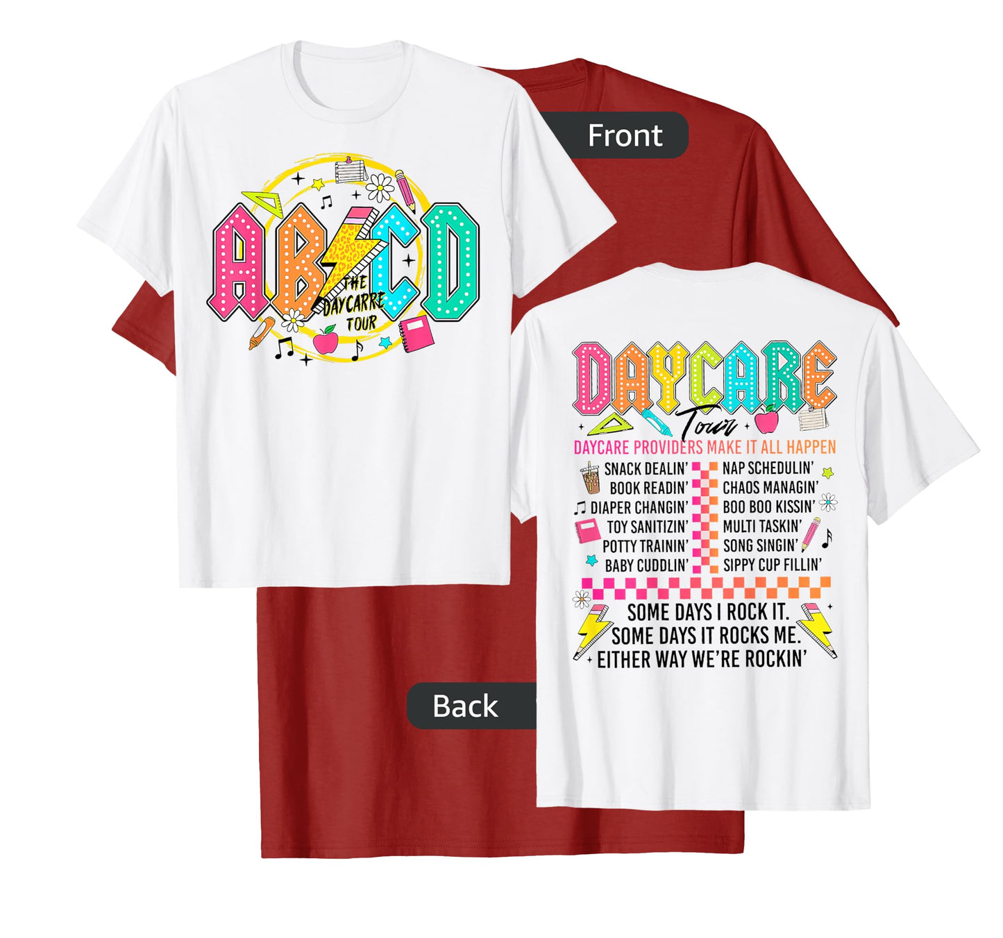 (2sided Front+Back) Retro The Daycare Tour, ABCD lightning T-Shirt