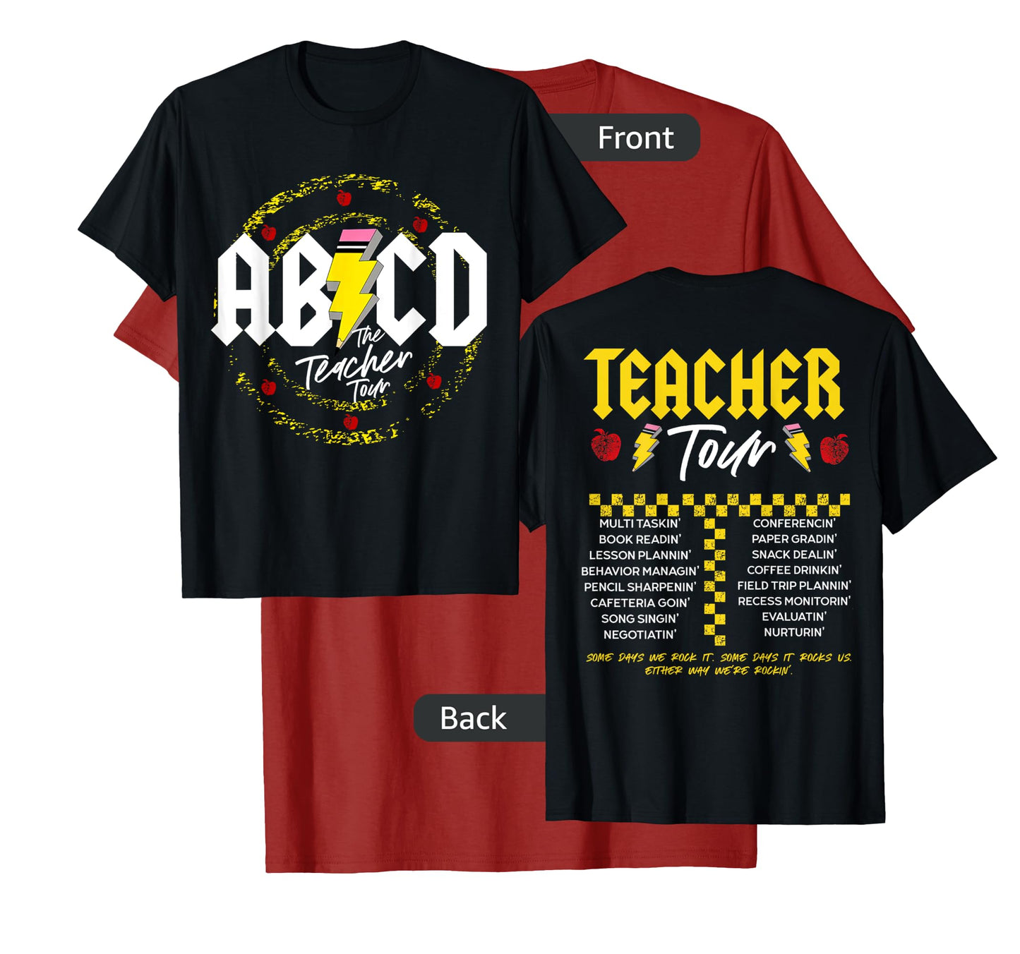 ABCD Teacher Tour, Back To School, End of Year, Front & Back T-Shirt