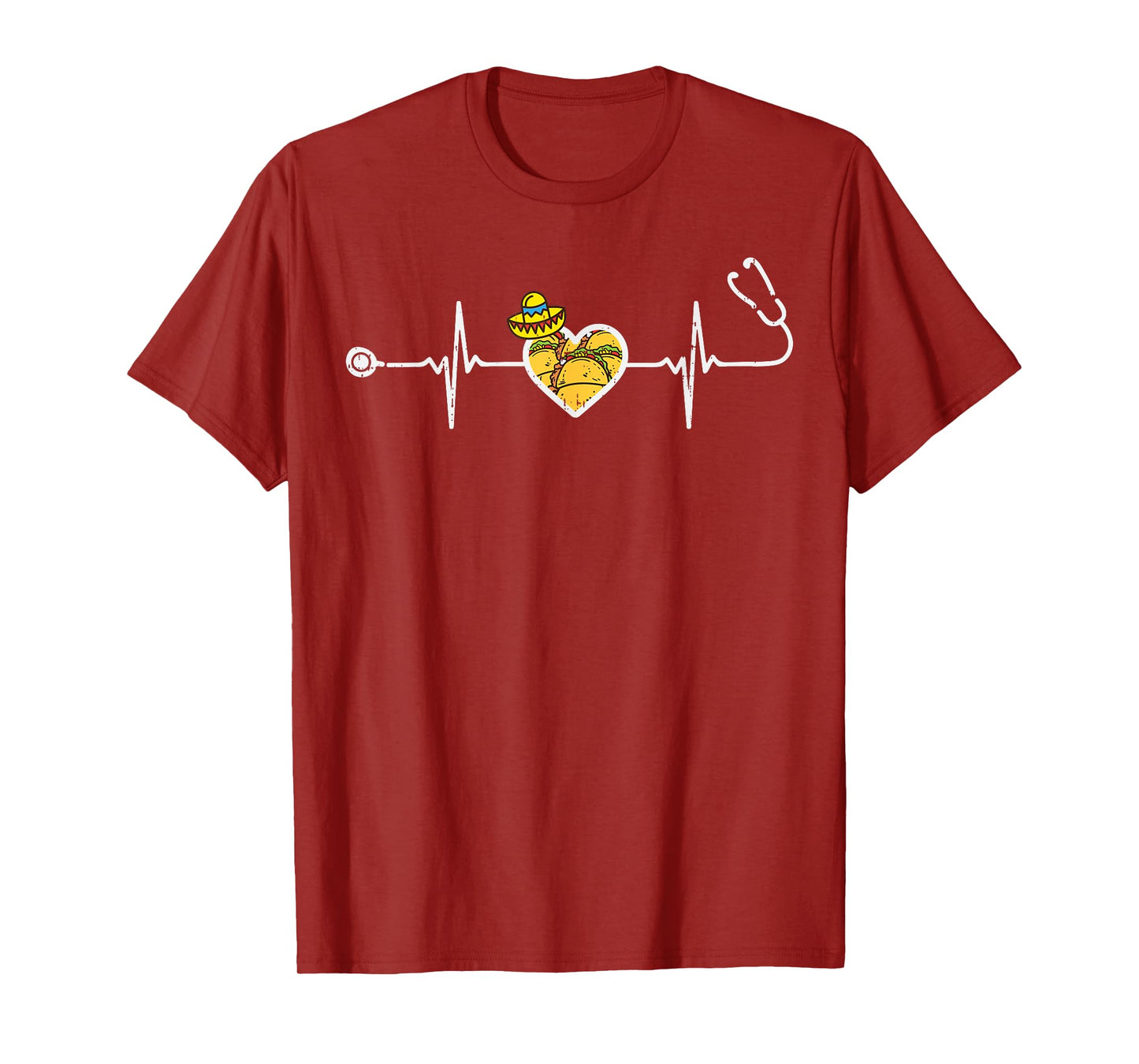 Heartbeat Taco Sombrero Stethoscope Cinco De Mayo Nurse T-Shirt