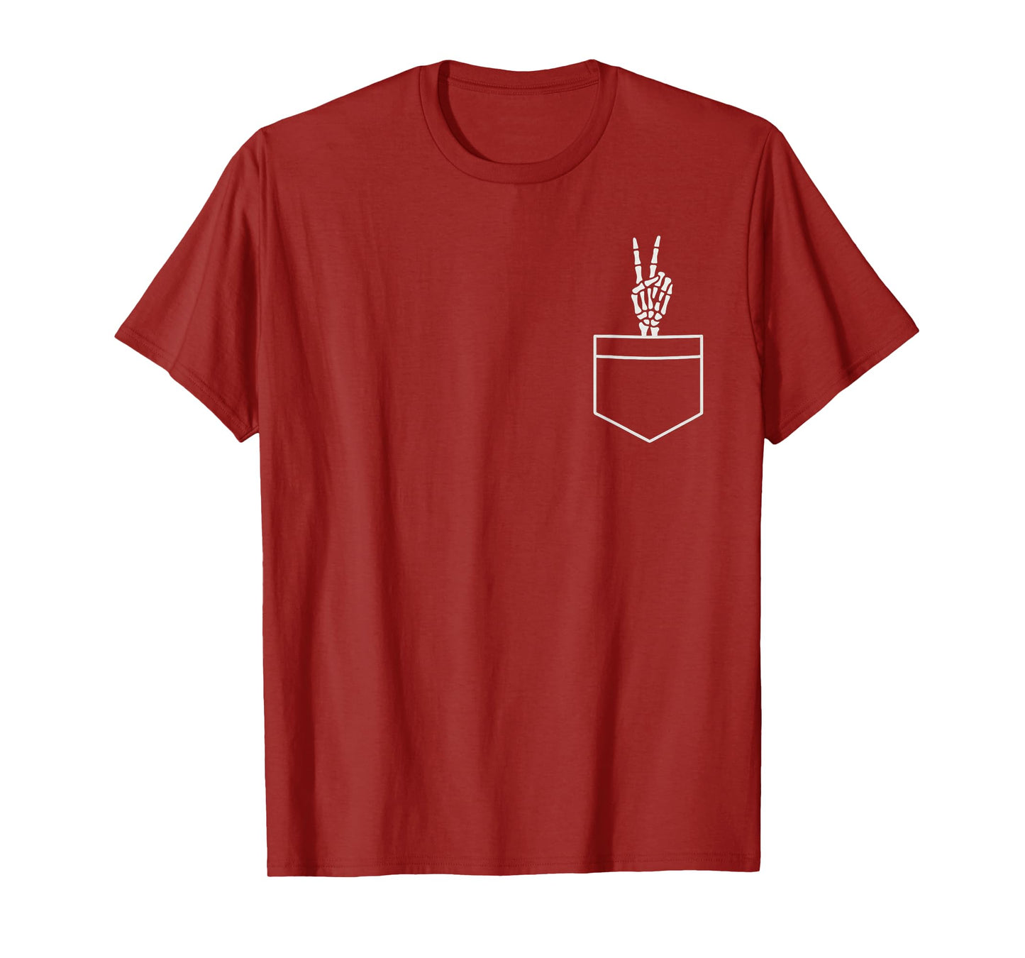 Halloween Skeleton Costume Pocket Peace Sign Spooky Bones T-Shirt