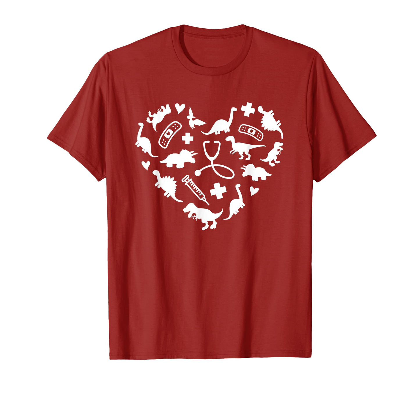 Pediatric Nurse Heart Cute Dinosaur Pediatric Physical Peds T-Shirt