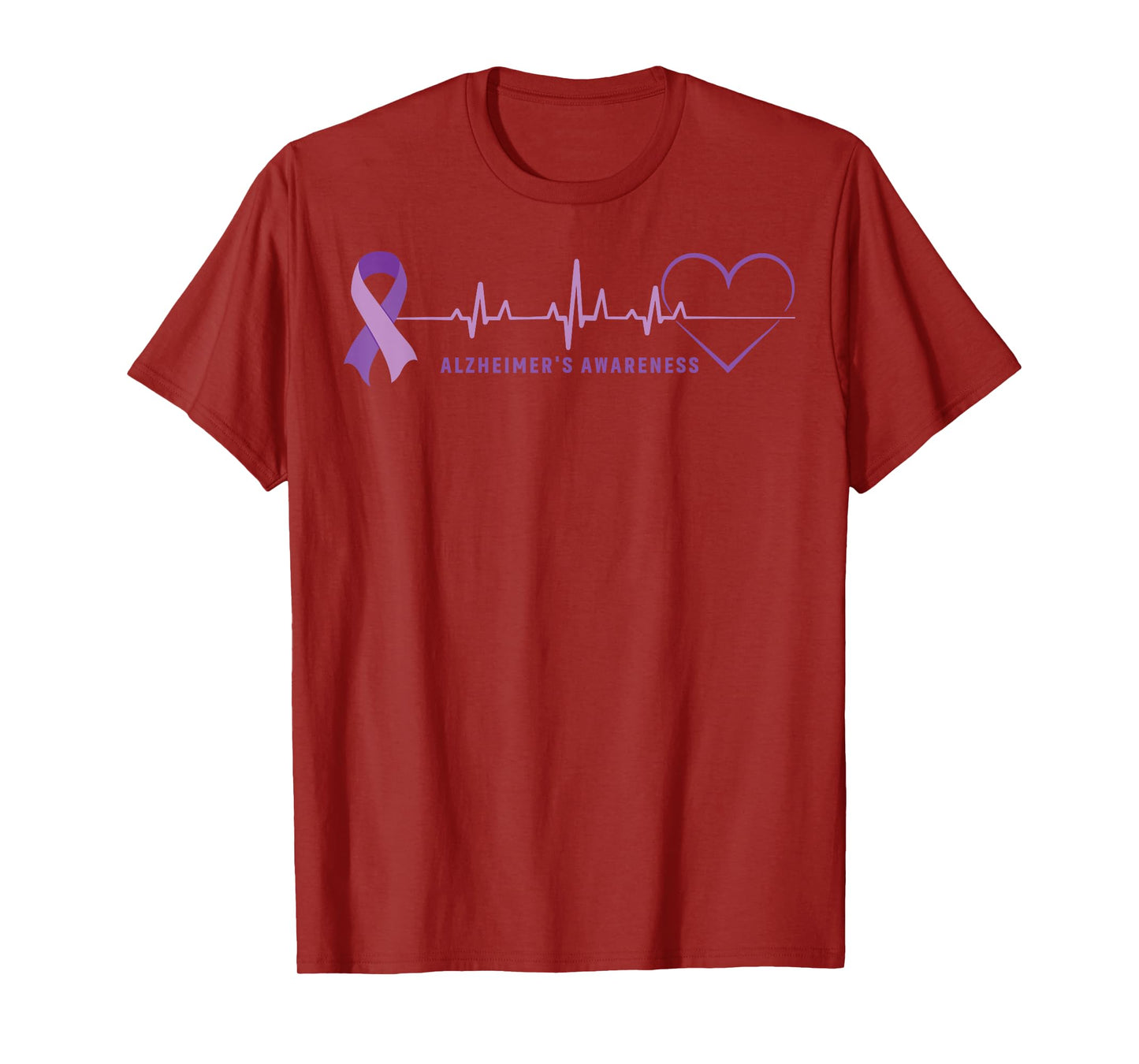 Alzheimer Disease Awareness Wear Alzheimer Ribbon Heartbeat T-Shirt