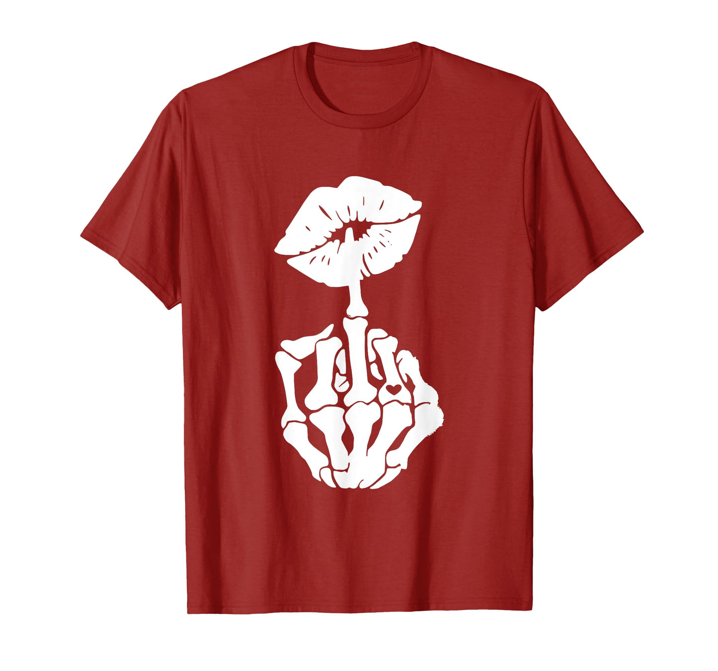 Halloween Retro Skeleton Hand Middle Finger Lips Funny T-Shirt