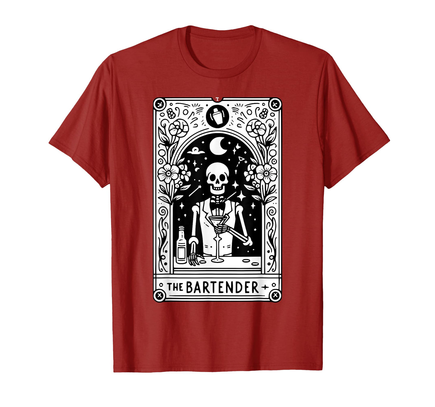 Bartender Tarot Card Skeleton Cocktail Witchy Vibes Alcohol T-Shirt