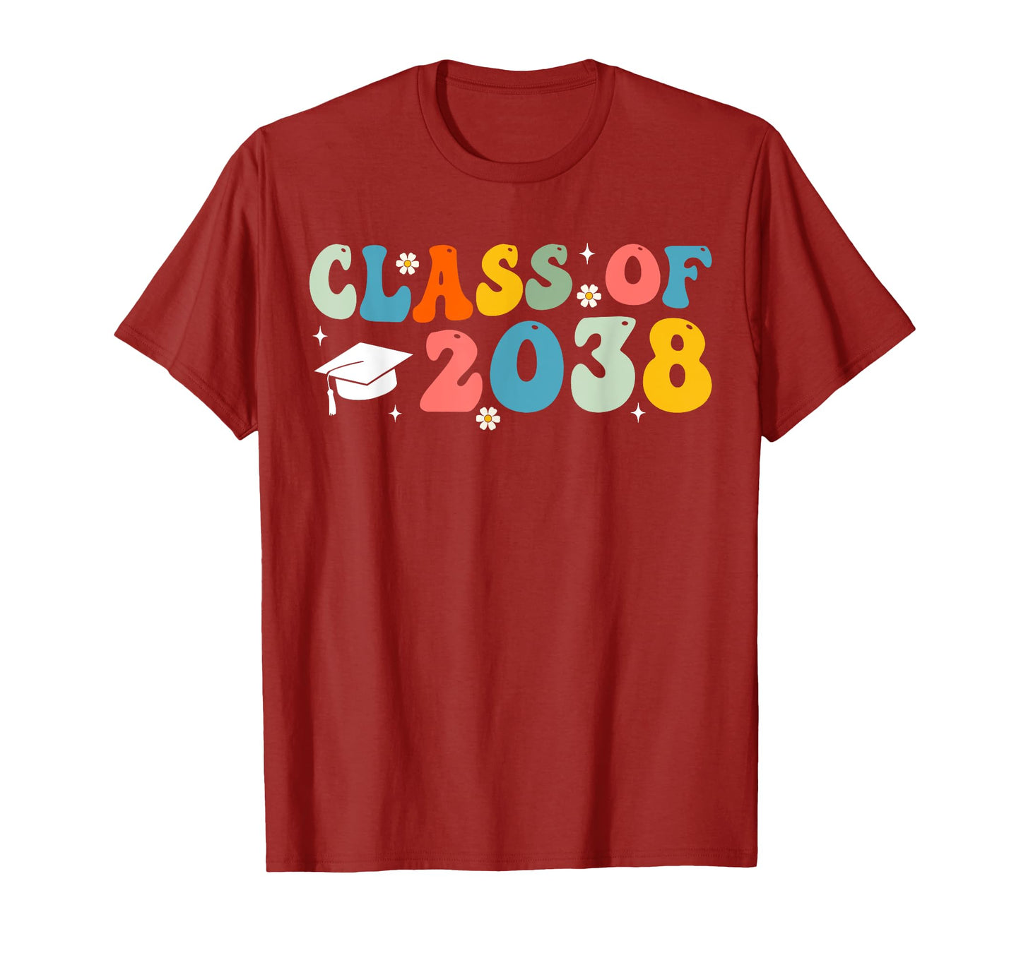 Class of 2038 Grow With Me Kindergarten Graduation Groovy T-Shirt