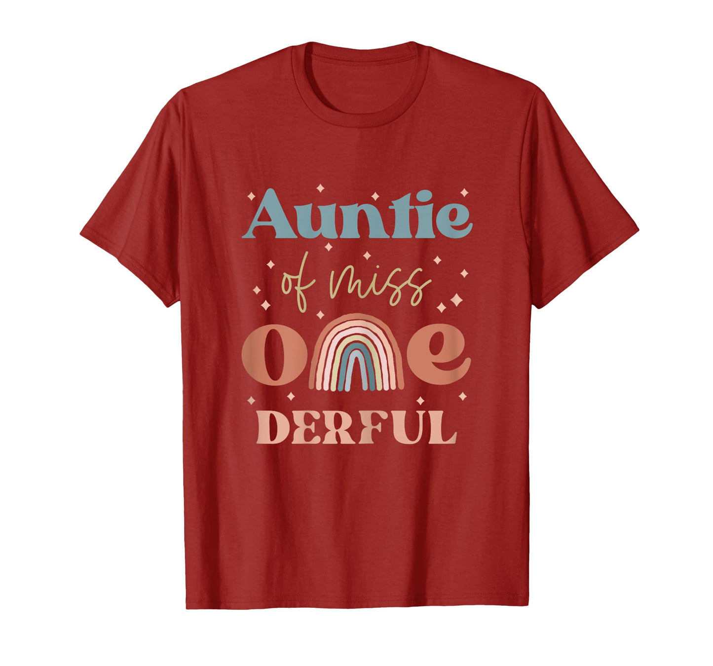 Auntie of Miss Onederful Boho Rainbow Niece First Birthday T-Shirt