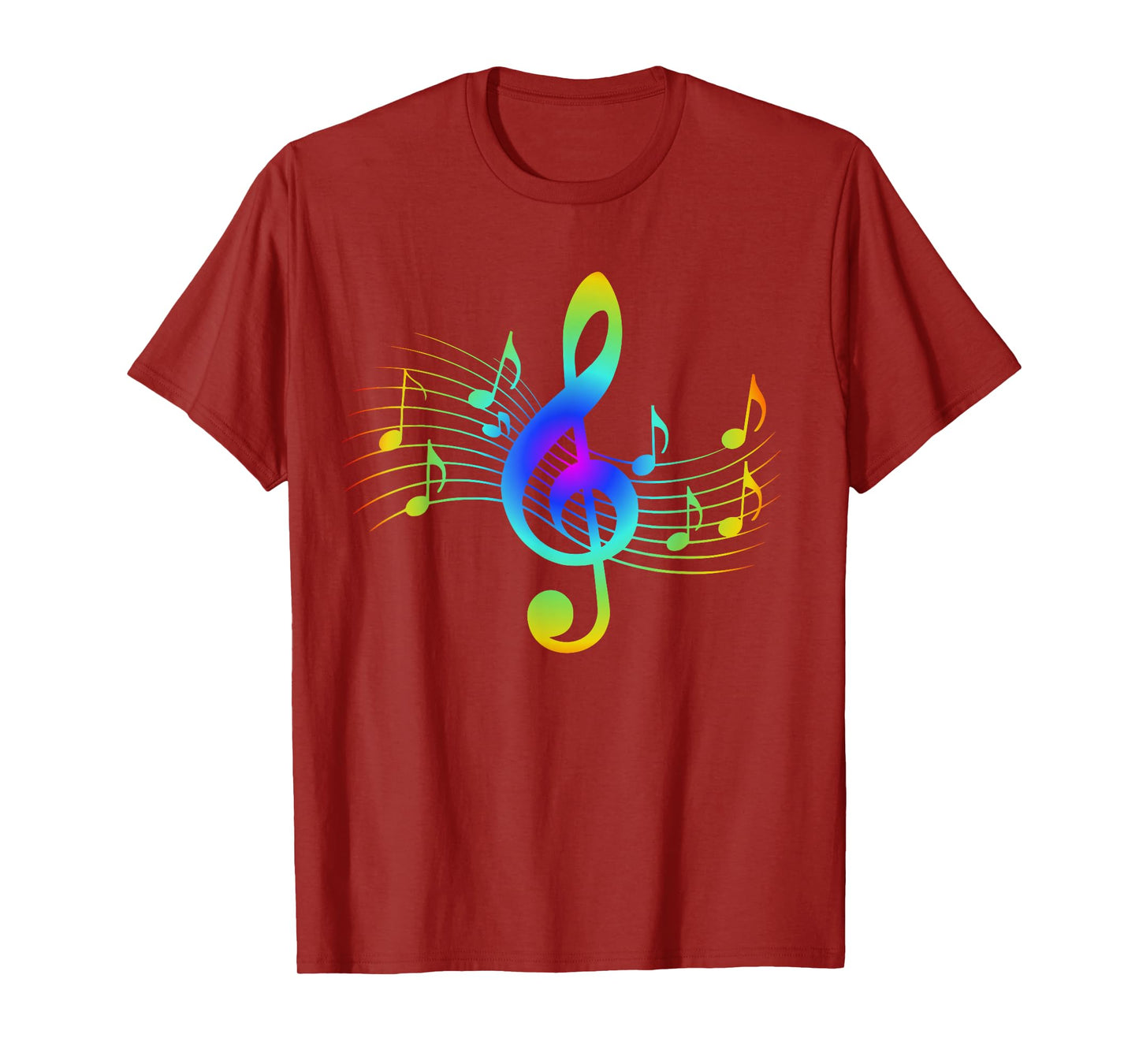 Colourful Treble Clef and Musical Notes Design for Music Love T-Shirt