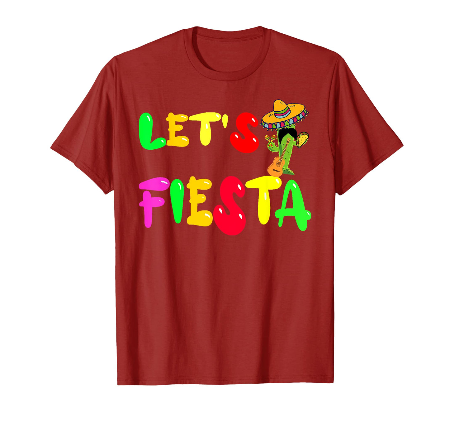 Cinco De Mayo,Mexican Party Cactus Mustaches Decor,Sombrero T-Shirt