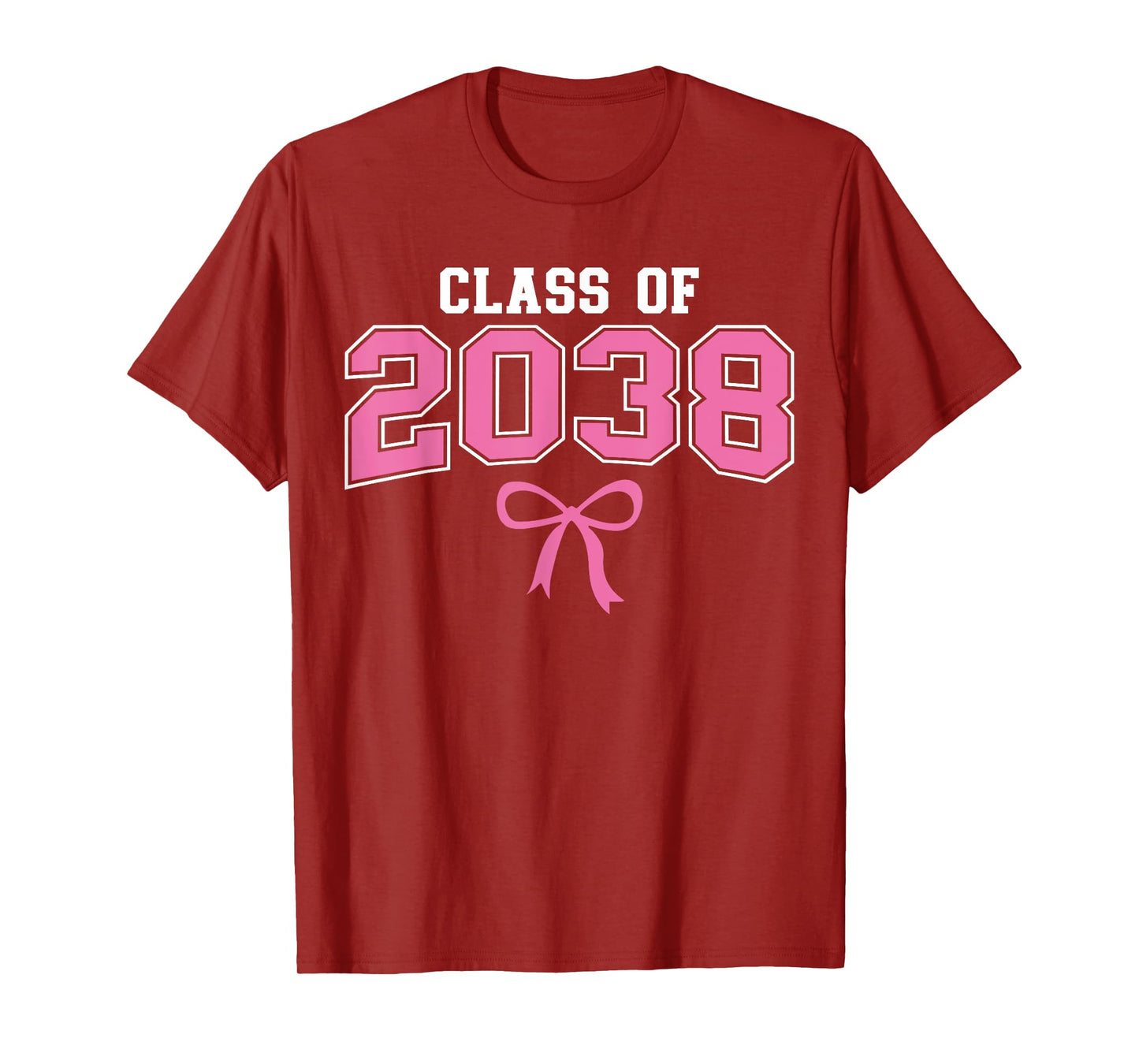 Class of 2038 Grow With Me Kindergarten Pink Coquette Bow T-Shirt