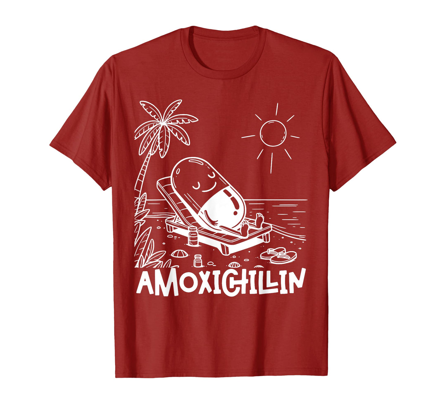 Amoxichillin Funny Pill Beach Vacation Pharmacy Technician T-Shirt