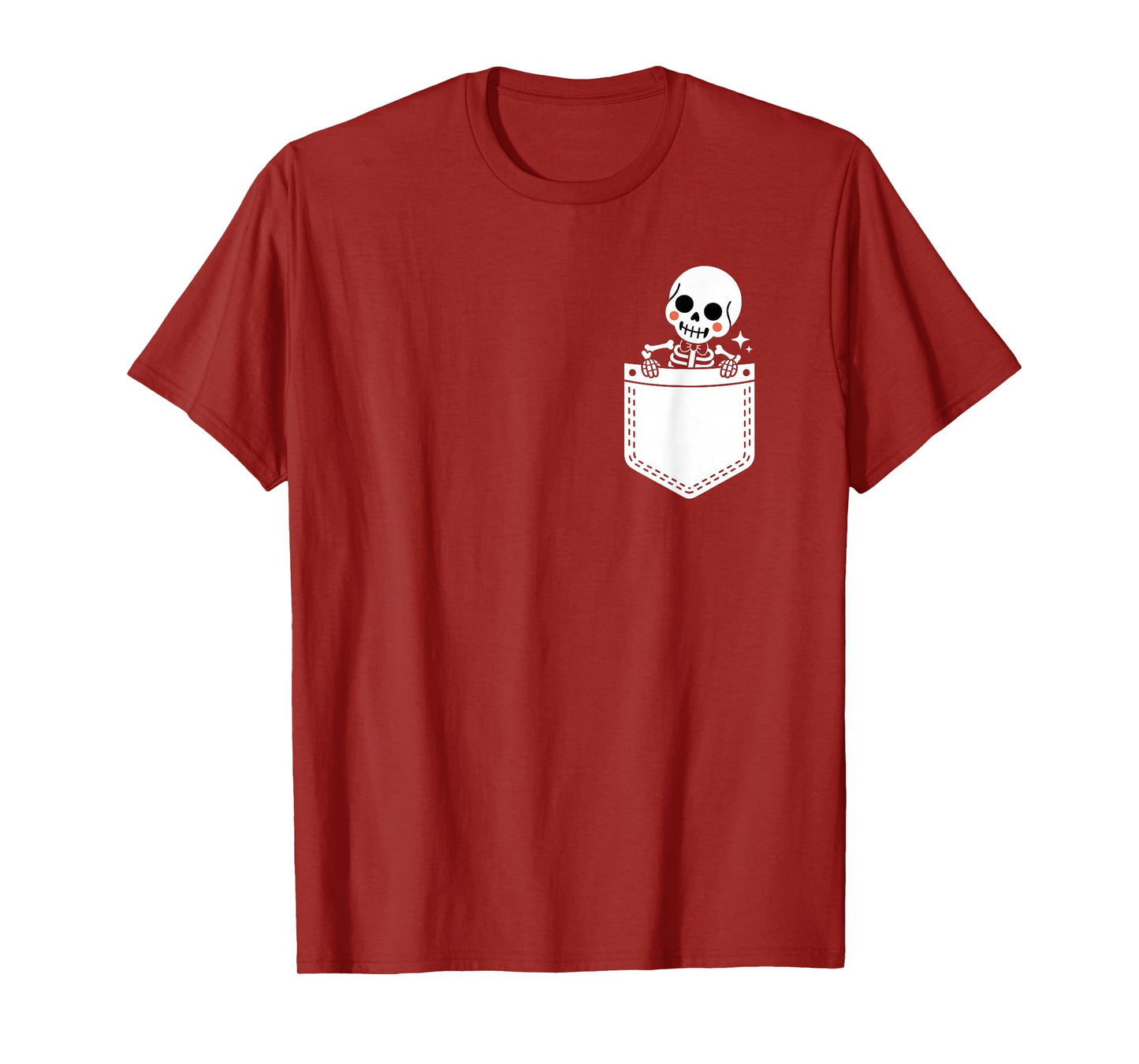 Kawaii Skeleton in Pocket Cute Funny Halloween Art T-Shirt