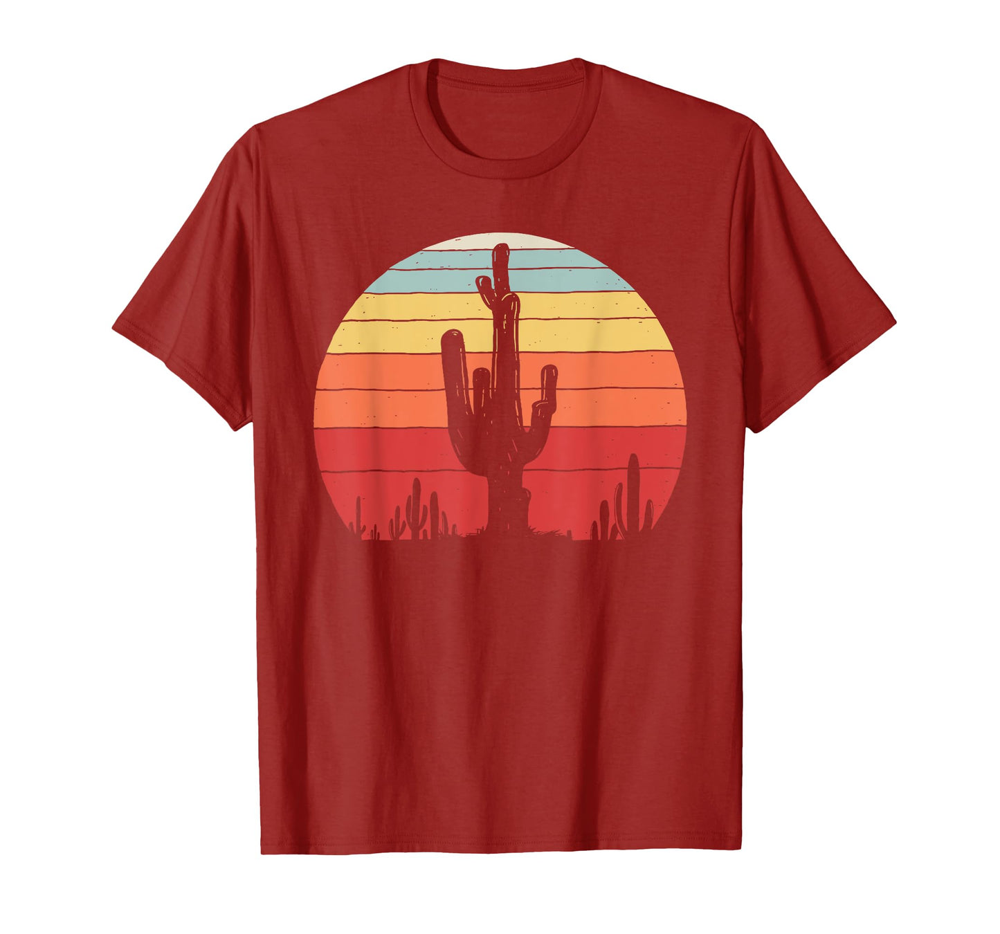 Vintage Retro Saguaro Cactus Sunset Opuntia Cactaceae T-Shirt