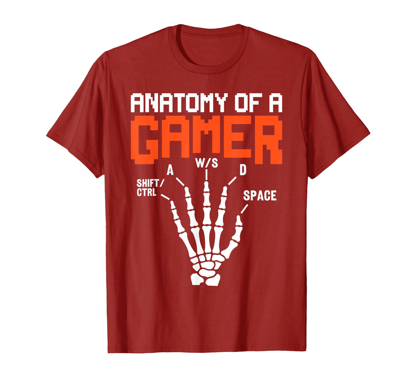 Funny Men Boys Kids Teens | Anatomy of A Gamer Skeleton Hand T-Shirt