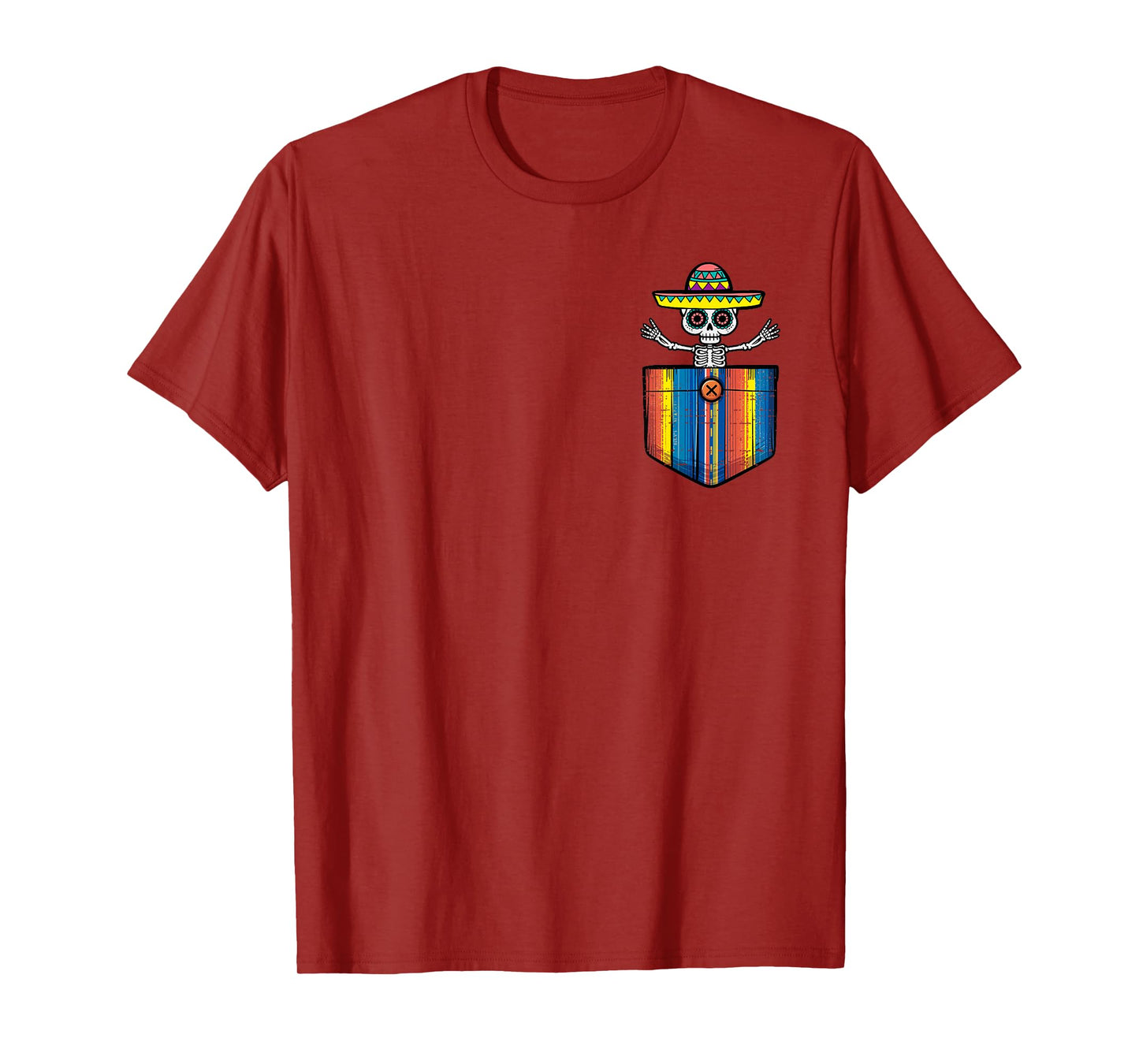 Cinco De Mayo Serape Skeleton Mariachi Pocket Mexican Party T-Shirt