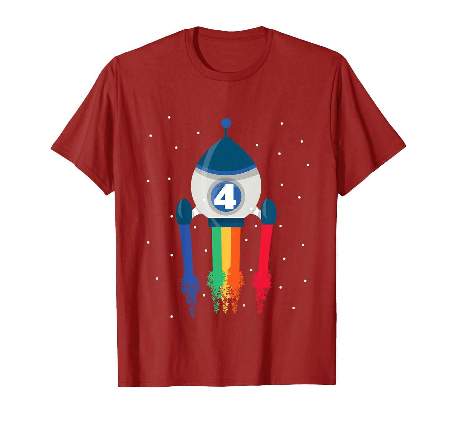 Kids I'm 4 Rainbow Space Rocket 4th Children's Son Birthday Party T-Shirt
