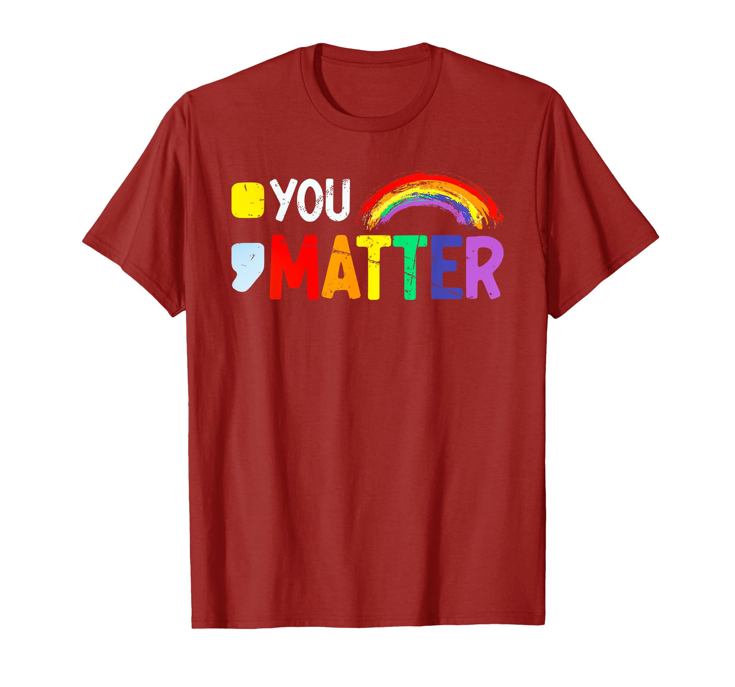 Semicolon You Matter Mental Health Rainbow T-Shirt