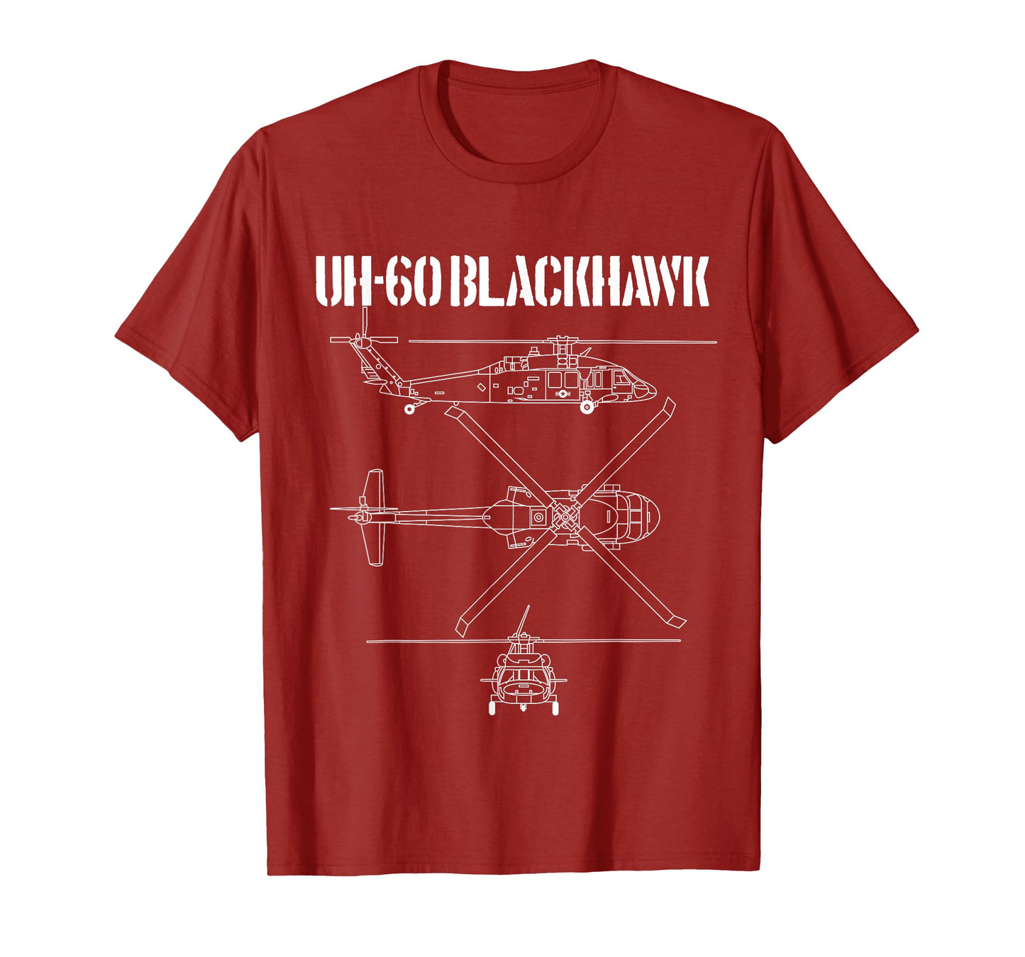 Blackhawk Schematic Military Helicopter UH-60 Blackhawk T-Shirt