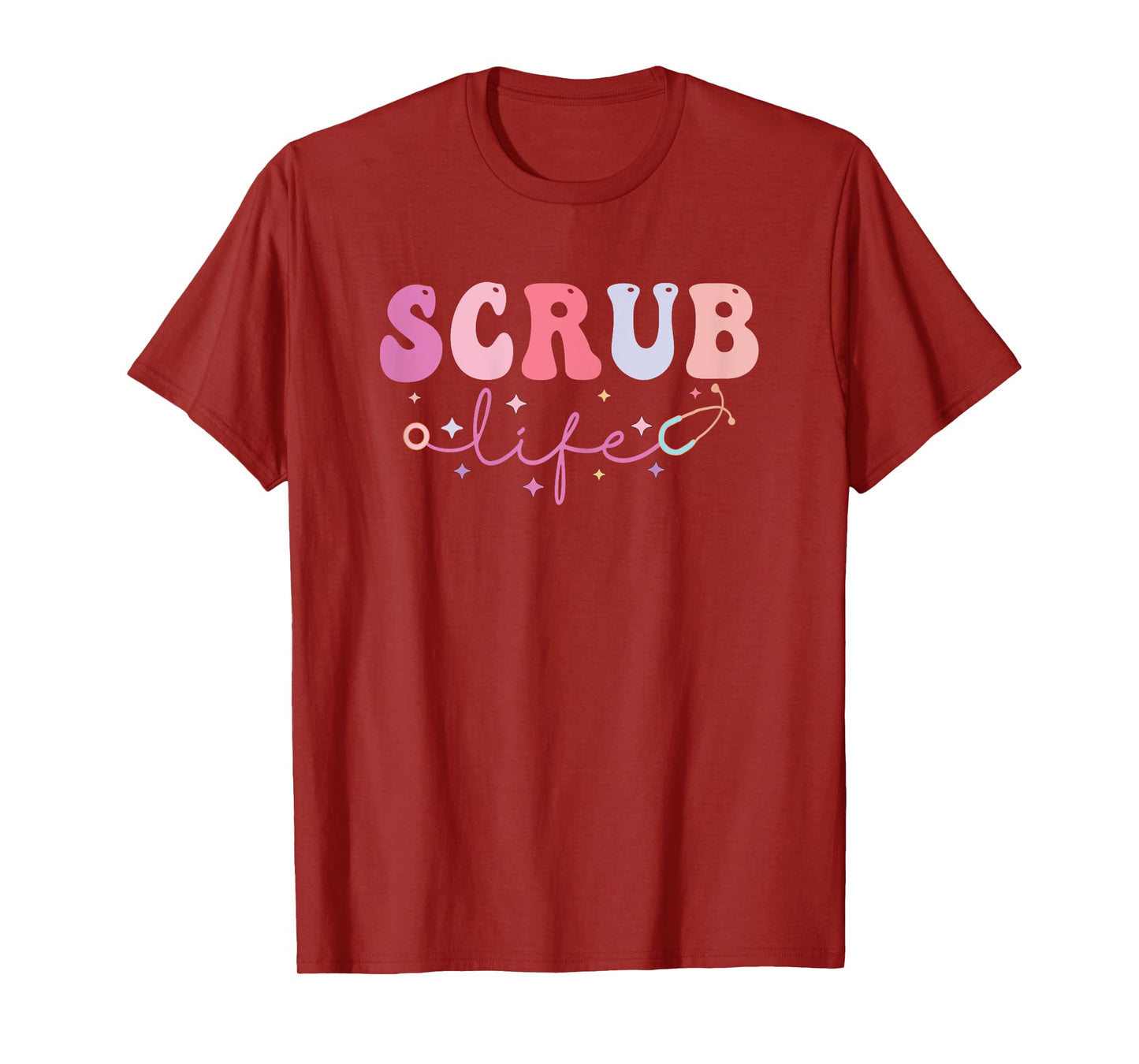 Womens Scrub Life Nurse Stethoscope Retro Groovy Nurse Gifts T-Shirt