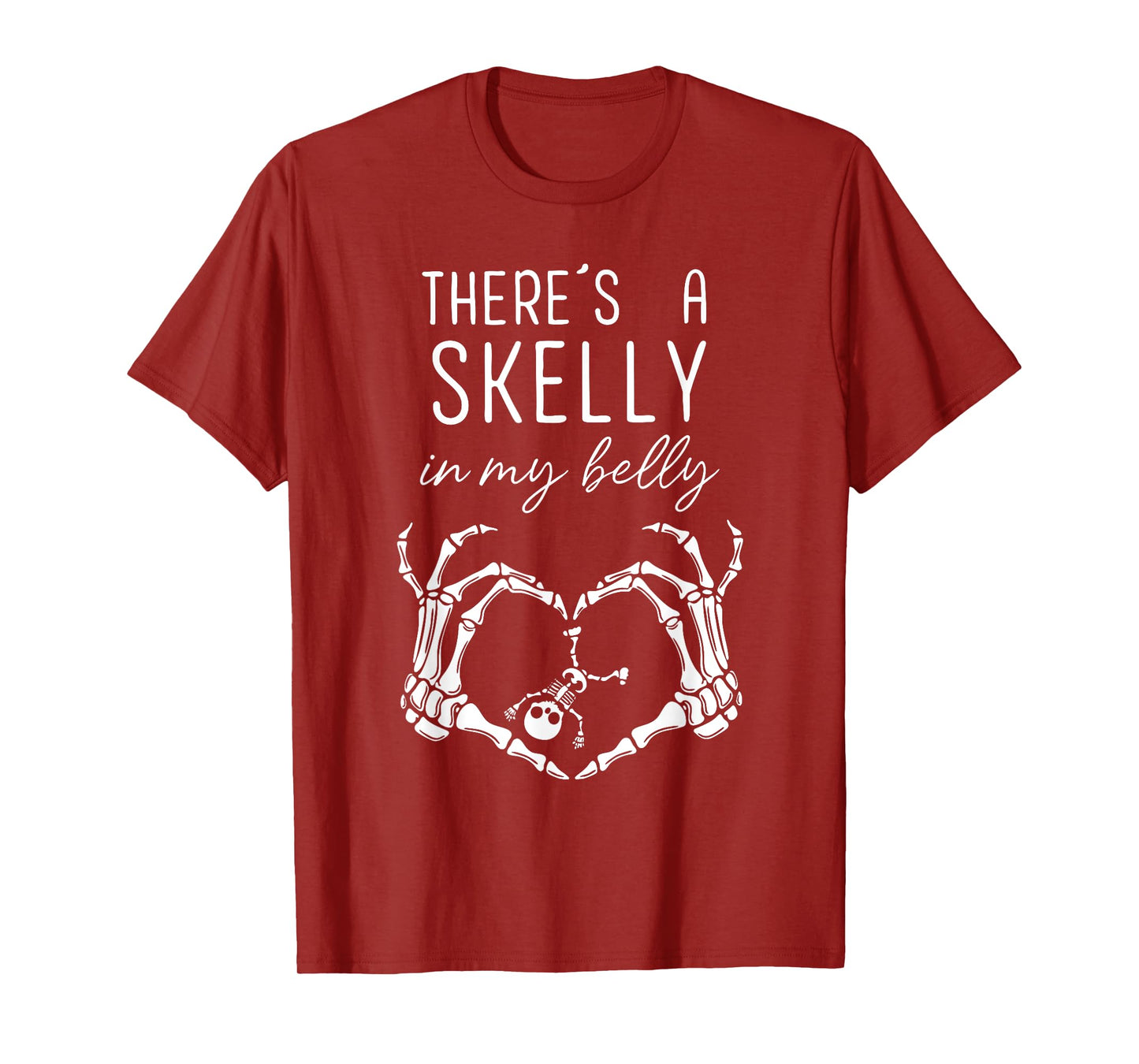 Funny Skeleton There's Skelly in My Belly Pregnant Halloween T-Shirt