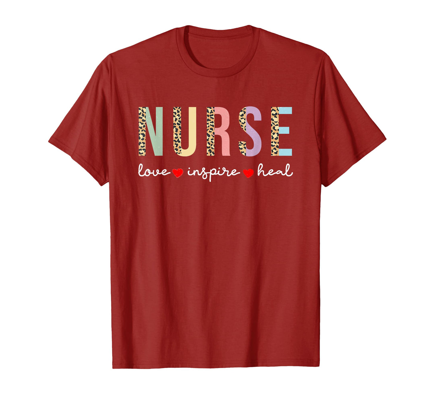 Leopard print Nurse Love Inspire Heal T-Shirt