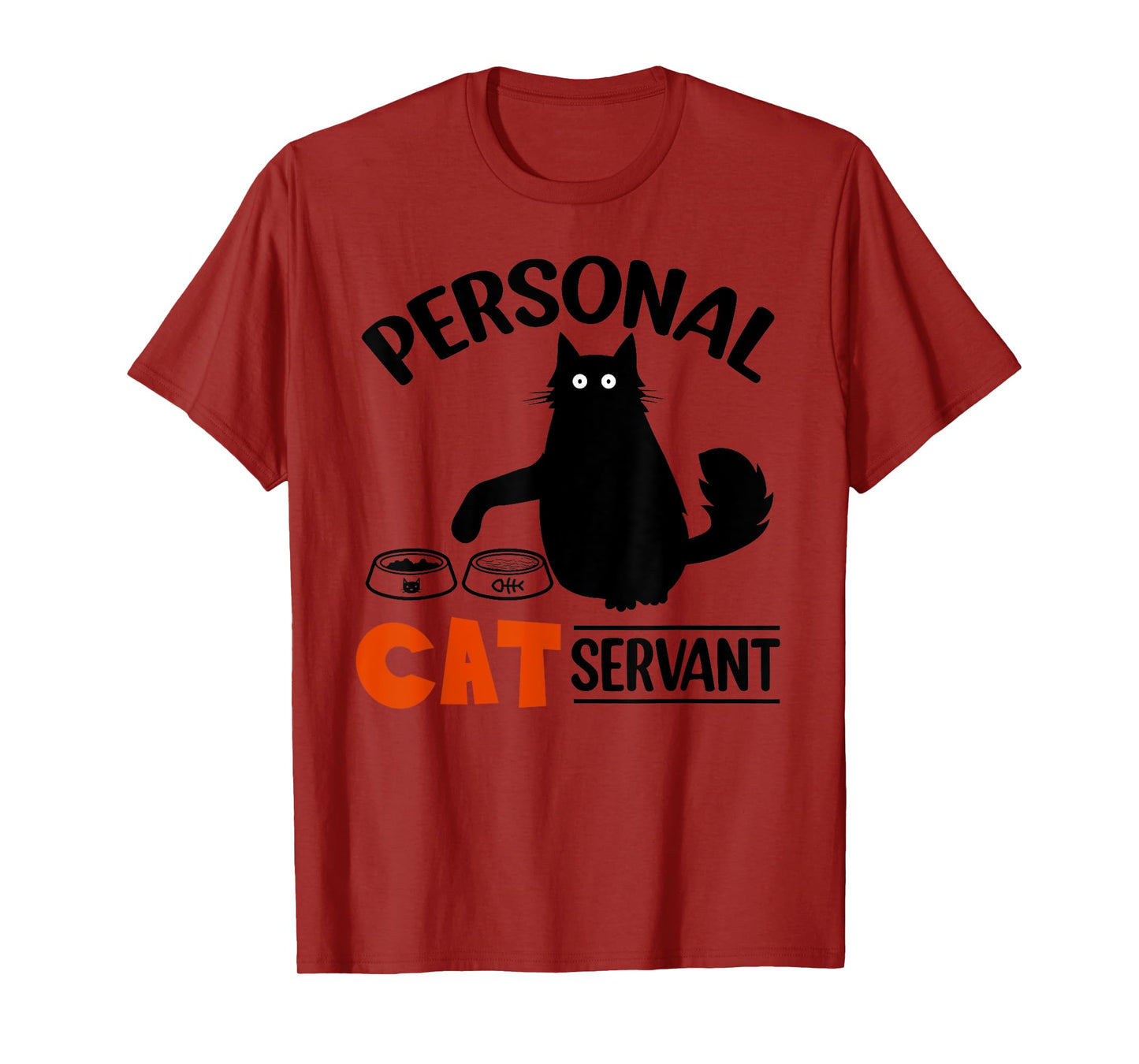 Funny Black Cat Personal Cat Servant T-Shirt for Men Women Girls Kids
