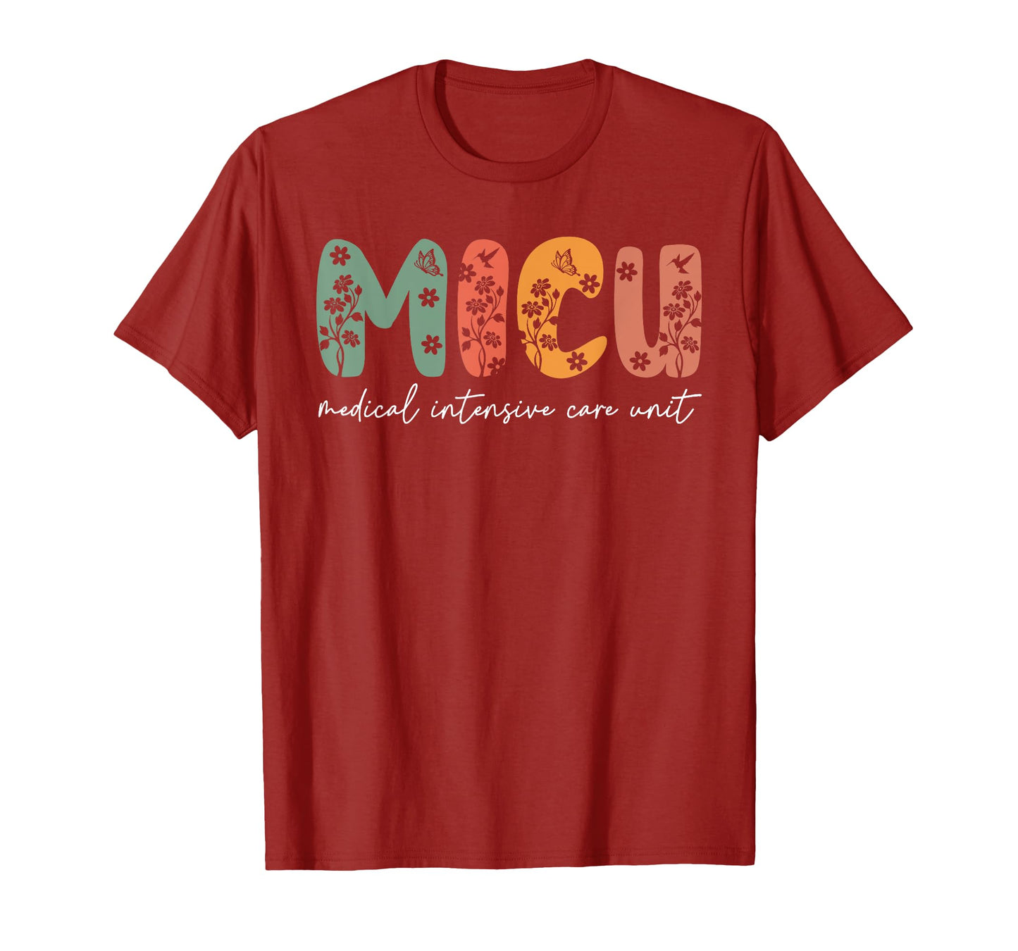 Floral MICU Nurse Boho MICU Squad Medical Critical Care Icu T-Shirt