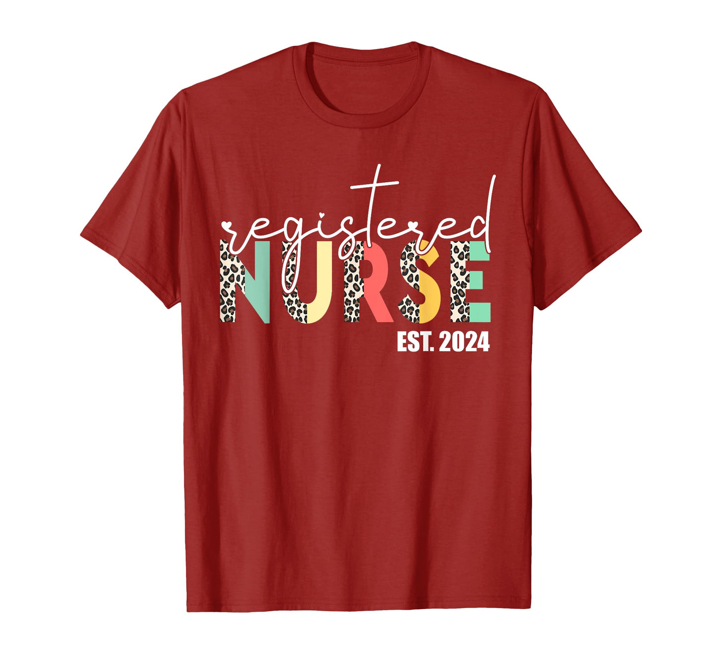 Registered Nurse Est 2024 Gift For Student Nurse RN Leopard T-Shirt