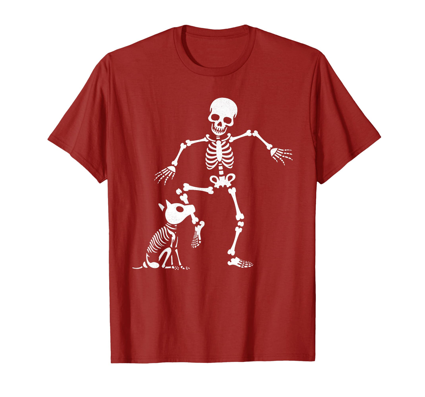 Skeleton and Dog Halloween Costume Funny Dog Skull Spooky T-Shirt