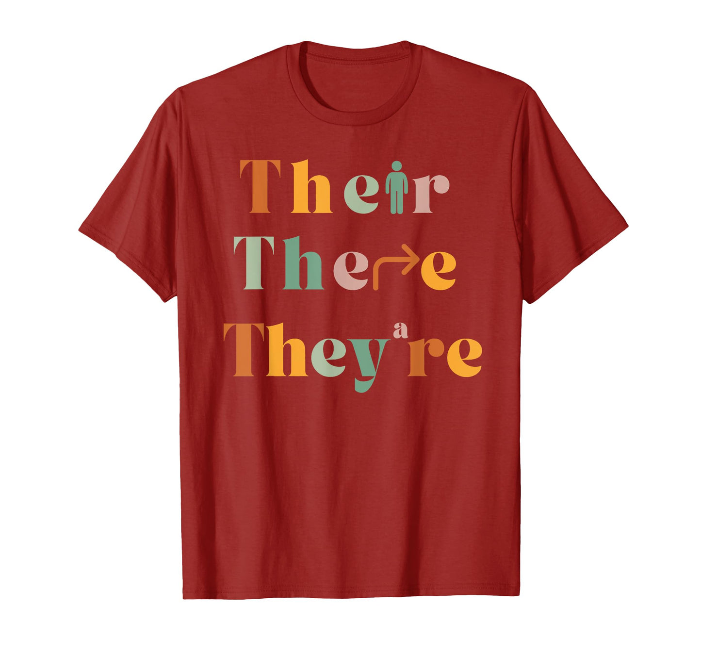 Their There They're Funny English Teacher Gramma Police Joke Men Women Girls Kids T-Shirt