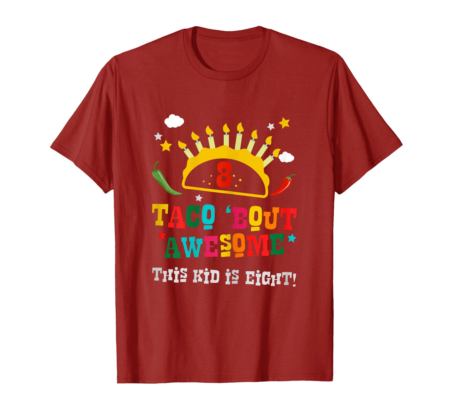 8th Birthday Taco Bout Awesome Gift Boys Age Eight Party Tee T-Shirt