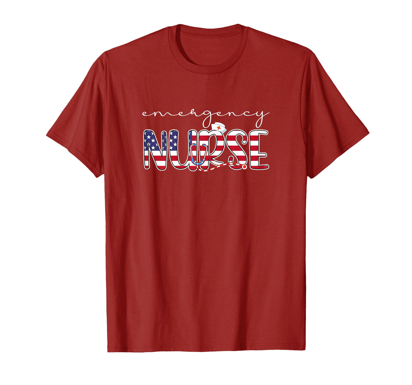 Emergency Nurse American Flag Patriotic Er Nurse 4th Of July T-Shirt for Women