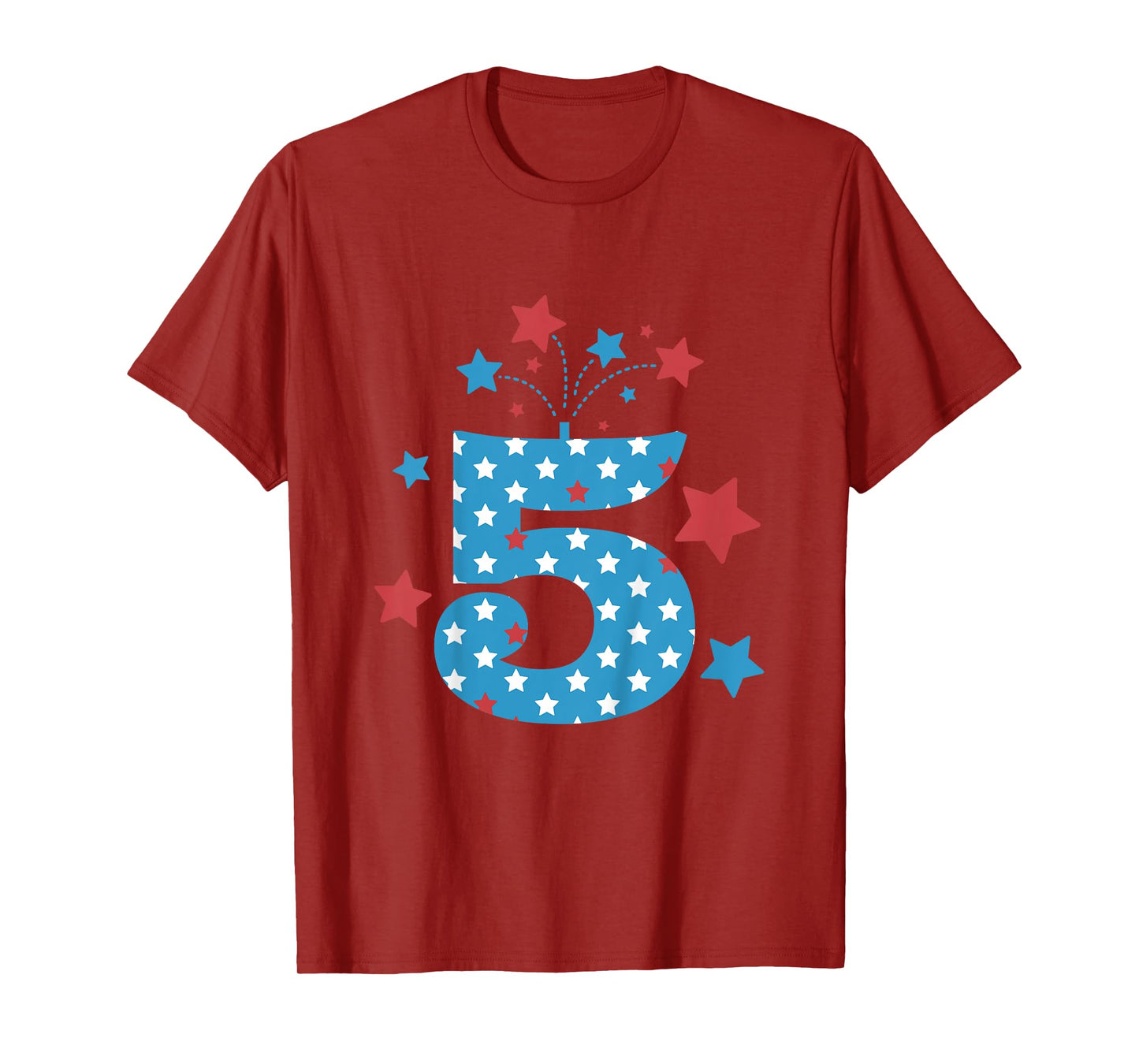 Red, White and Five - 5th Birthday Patriotic Firecrackers T-Shirt