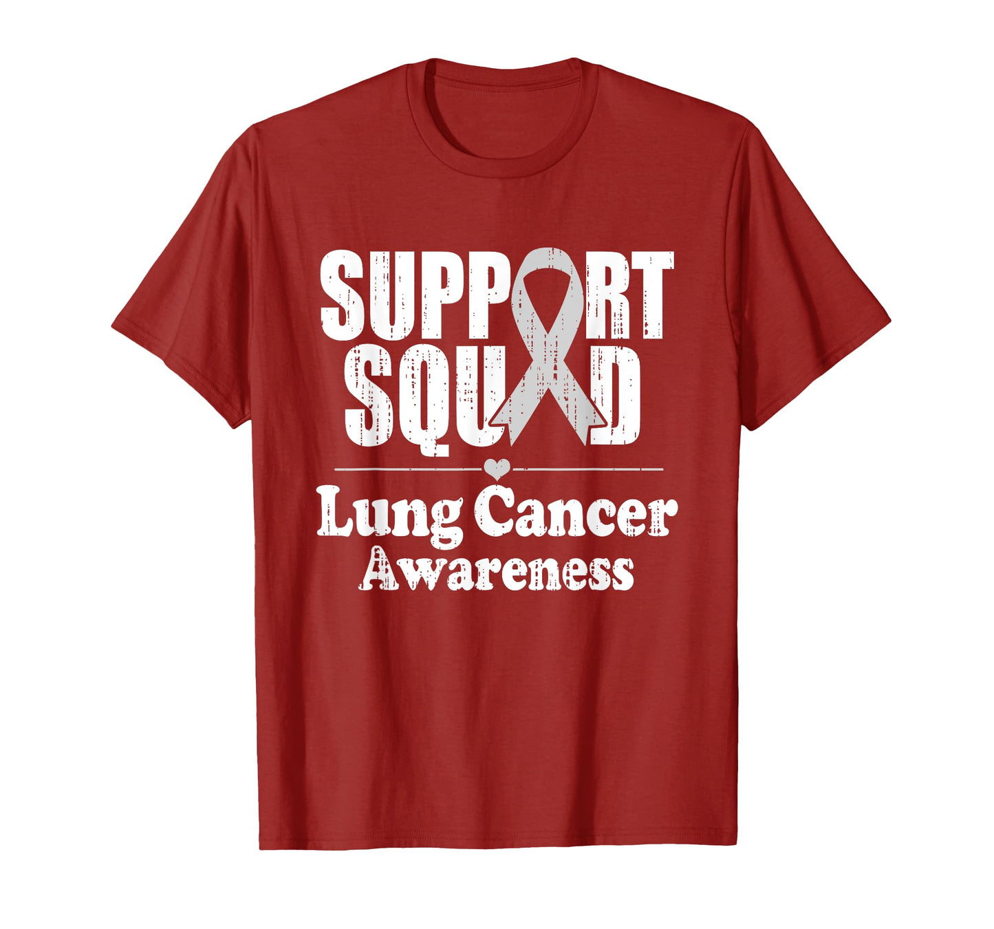 Lung Cancer Awareness White Ribbon Support Crew Squad T-Shirt