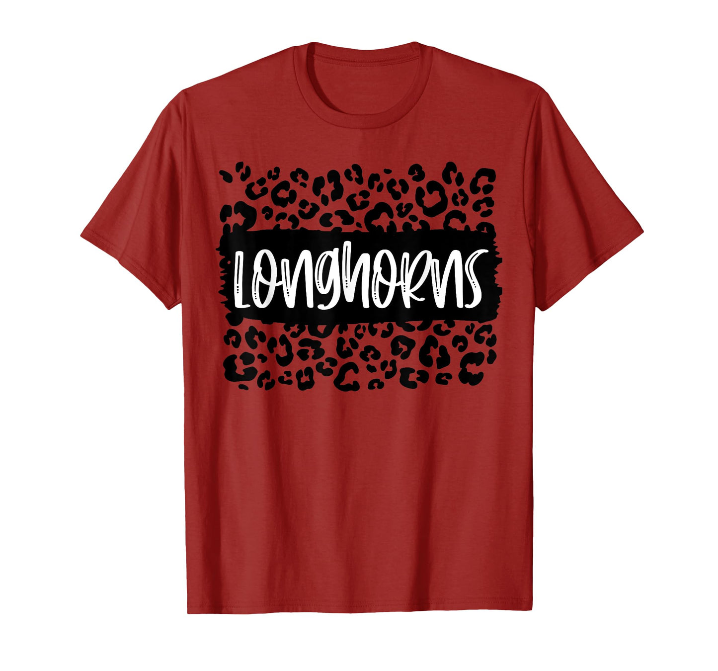 Longhorns Team Mascot School Spirit Game Night Leopard T-Shirt