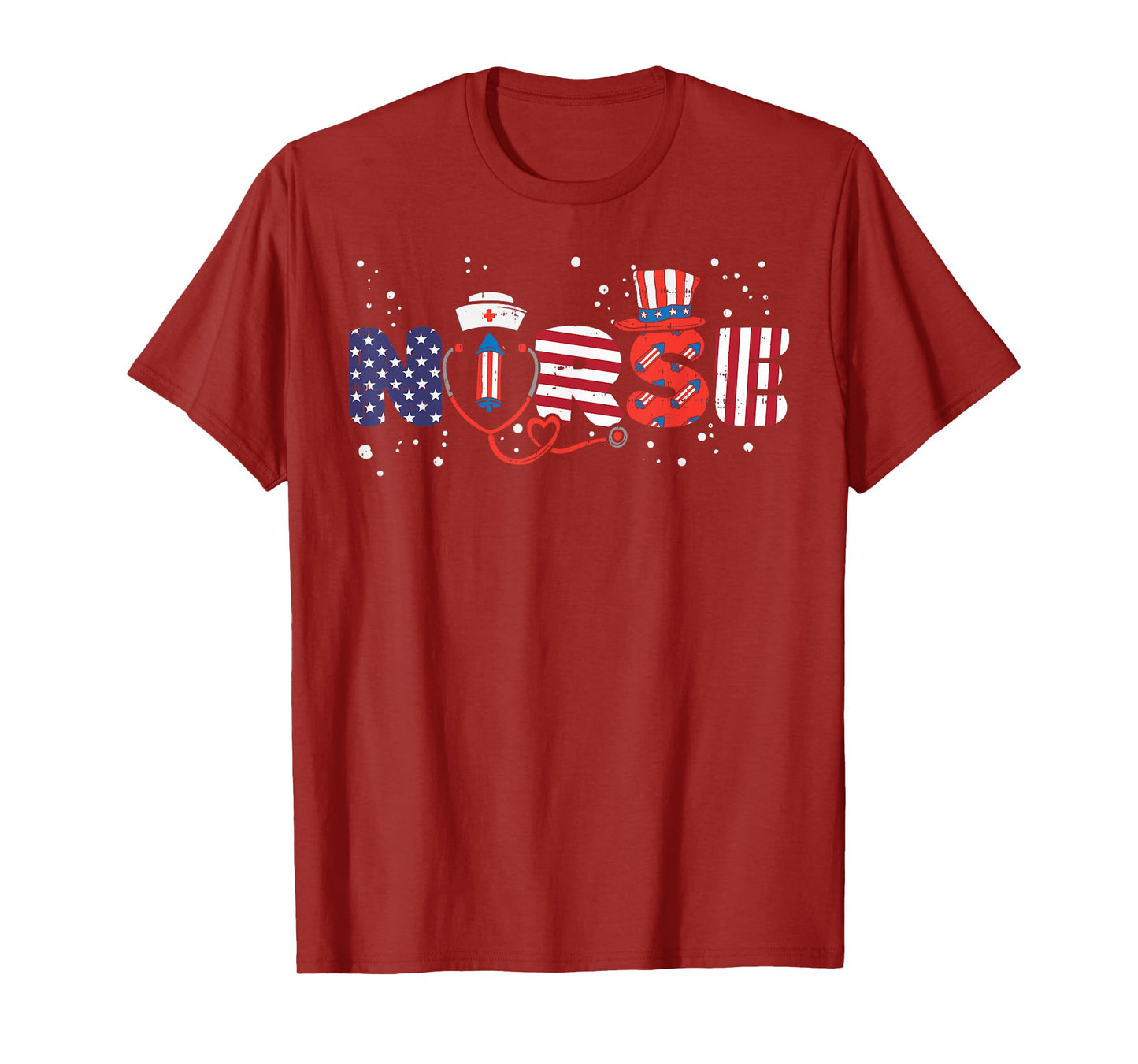 American Nurse 4th Of July Fourth Scrub Top Patriot Women RN T-Shirt