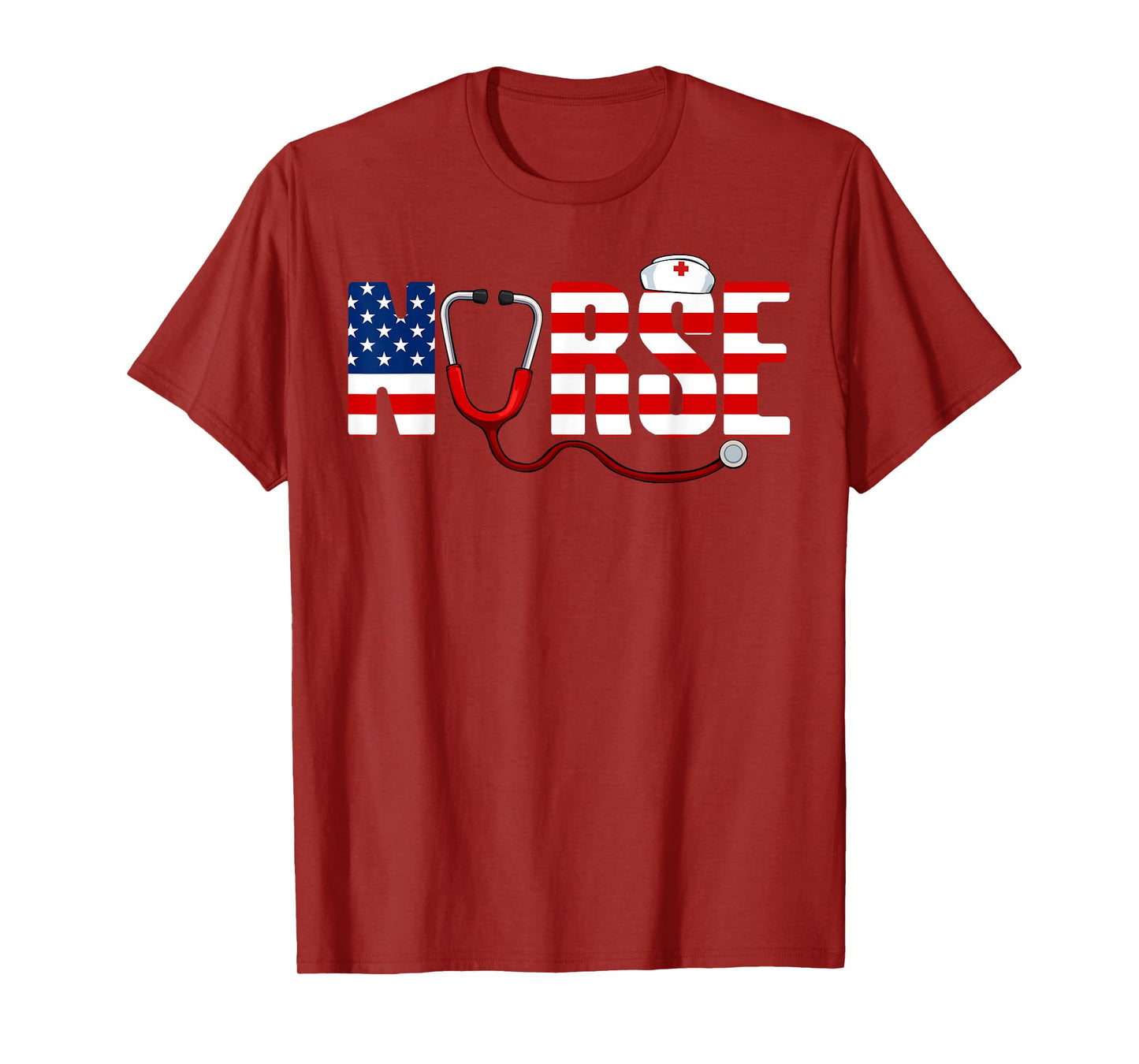 Nurse 4th Of July Cool Stethoscope Patriotic American Flag T-Shirt for Women Kids Men