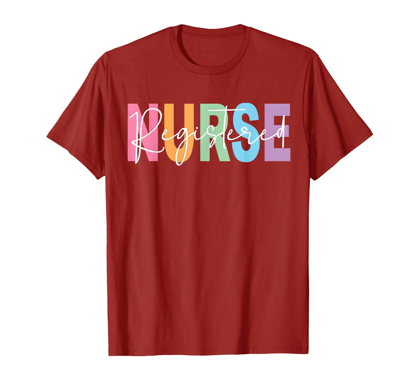 Boho Retro Registered Nurse RN Pastel Letters Cute Nursing T-Shirt