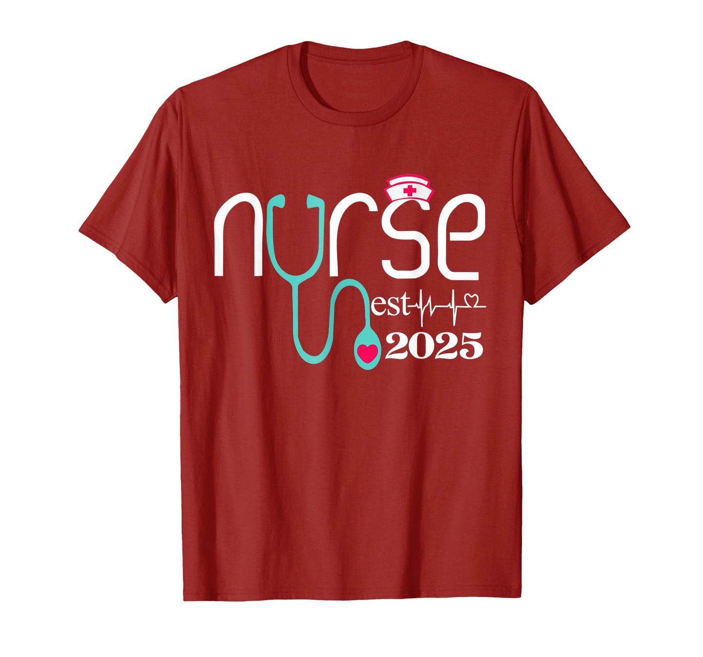Nurse Est 2025 RN Nursing School Graduation Graduate Heart T-Shirt