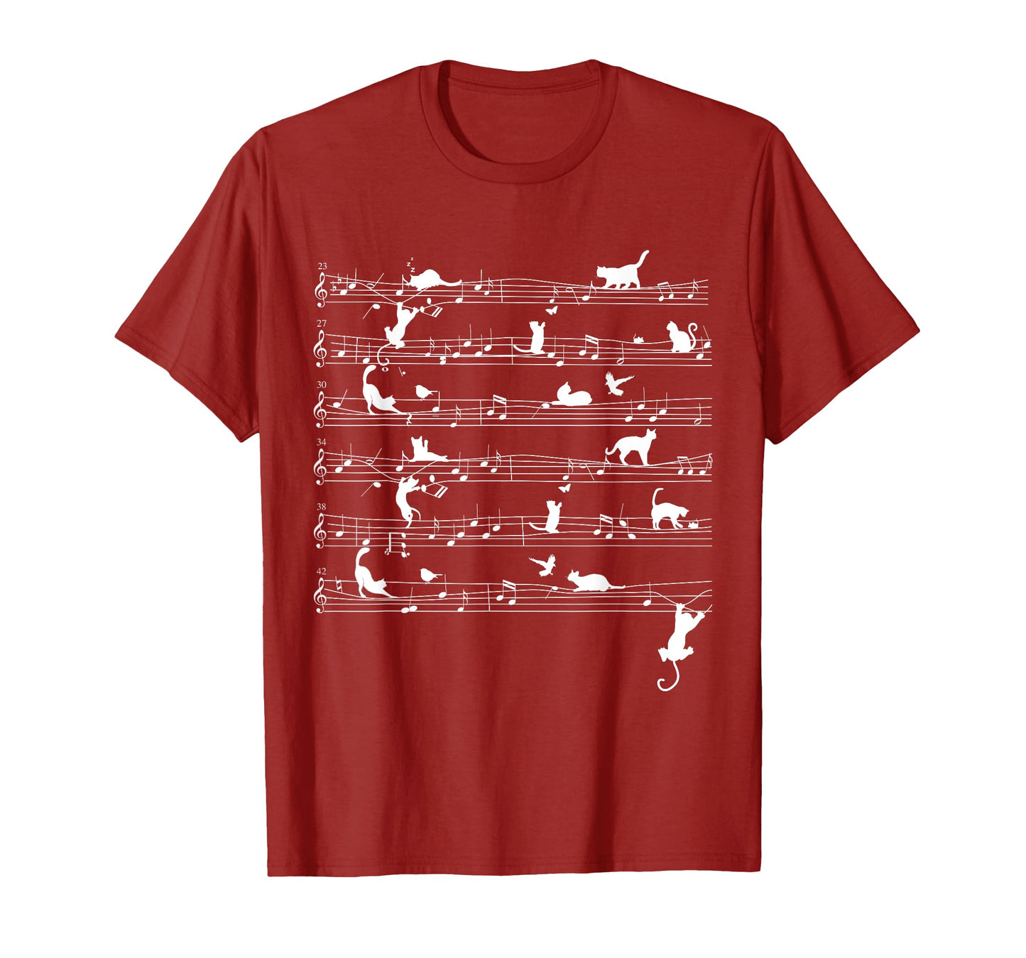 Cute Cat Kitty Playing Music Note Clef Musician Art Men Women Girls Kids T-Shirt