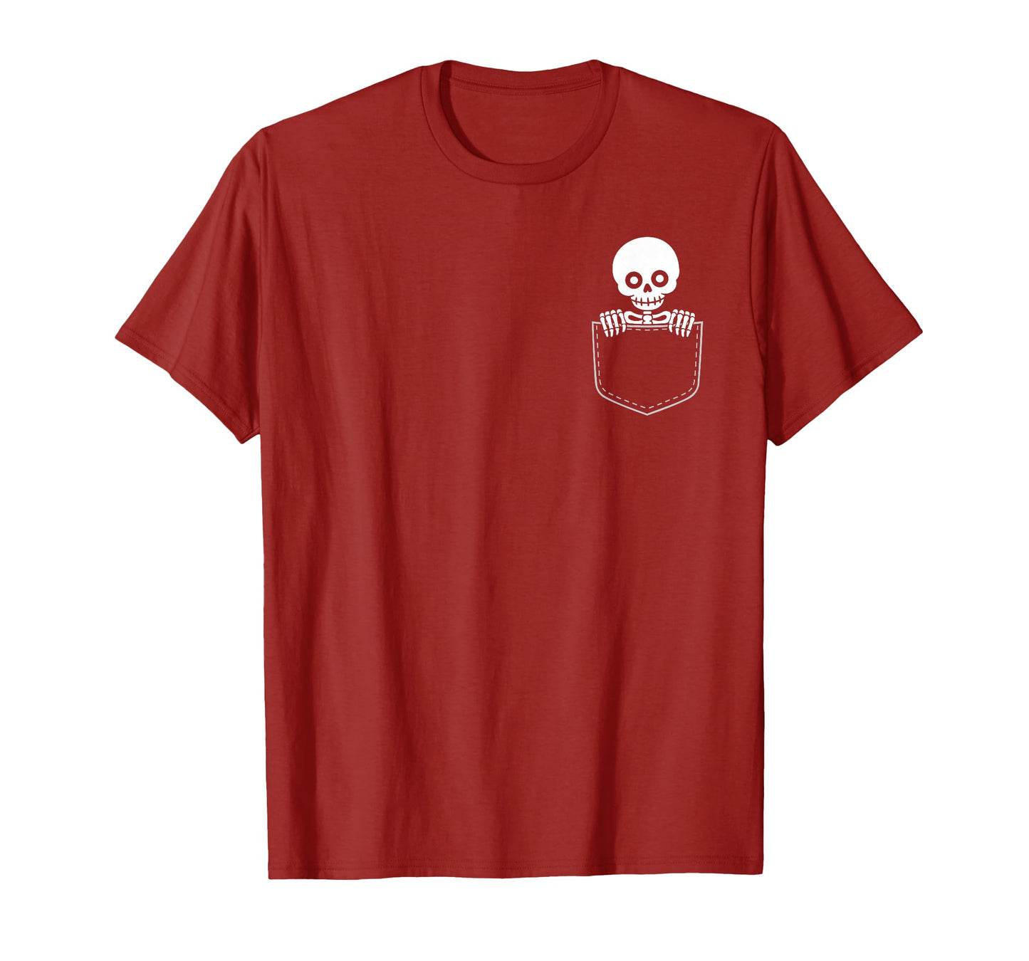 Halloween Pocket Skeleton Peeking Minimalist T-Shirt