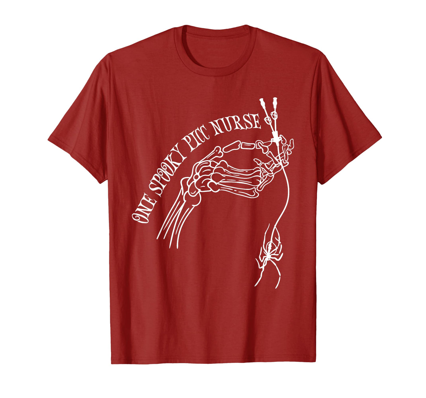 One Spooky PICC Nurse Skeleton Hand Spider Halloween T-Shirt