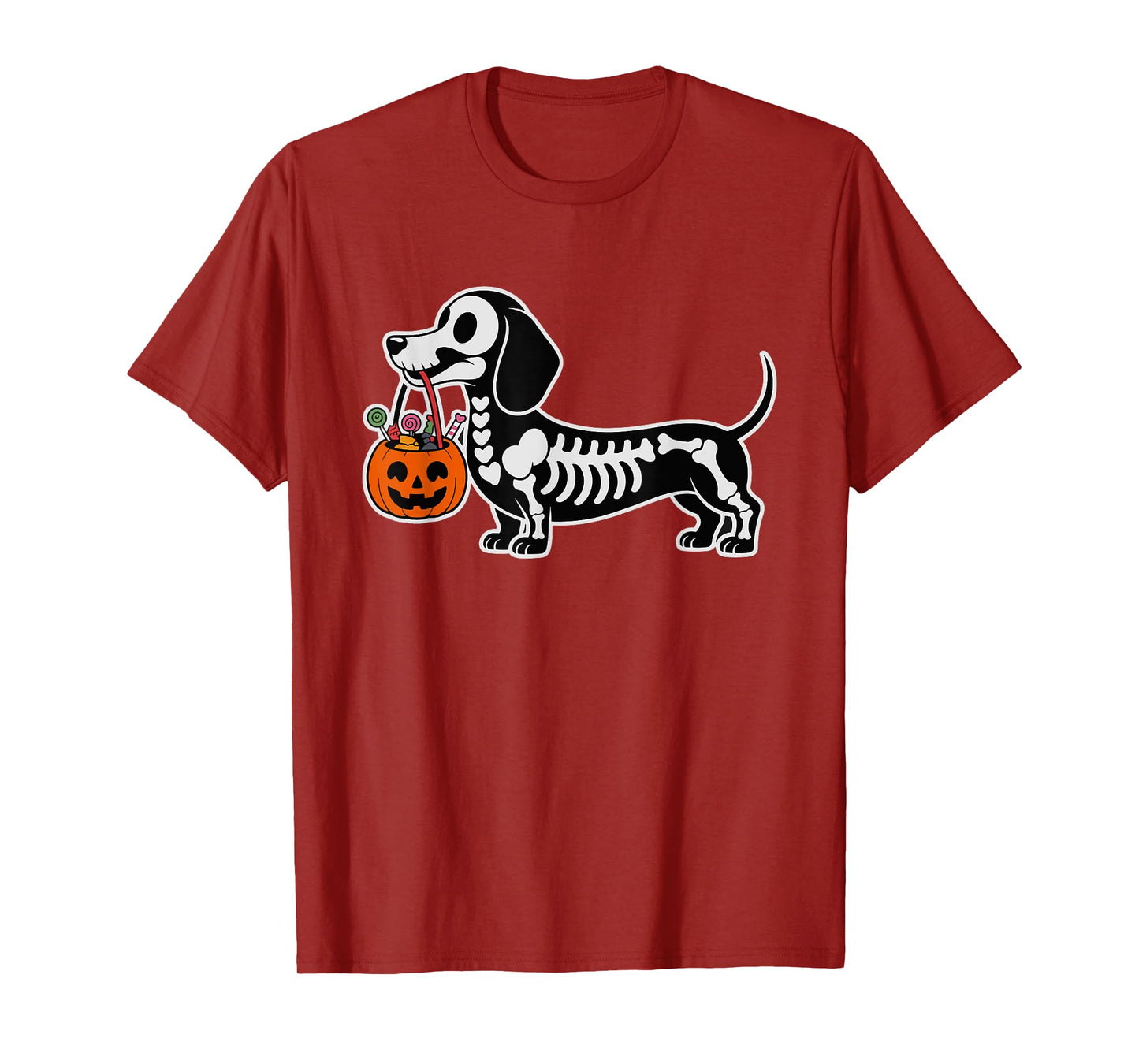 Retro Skeleton Weiner Dachshund Dog Halloween Spooky Funny T-Shirt