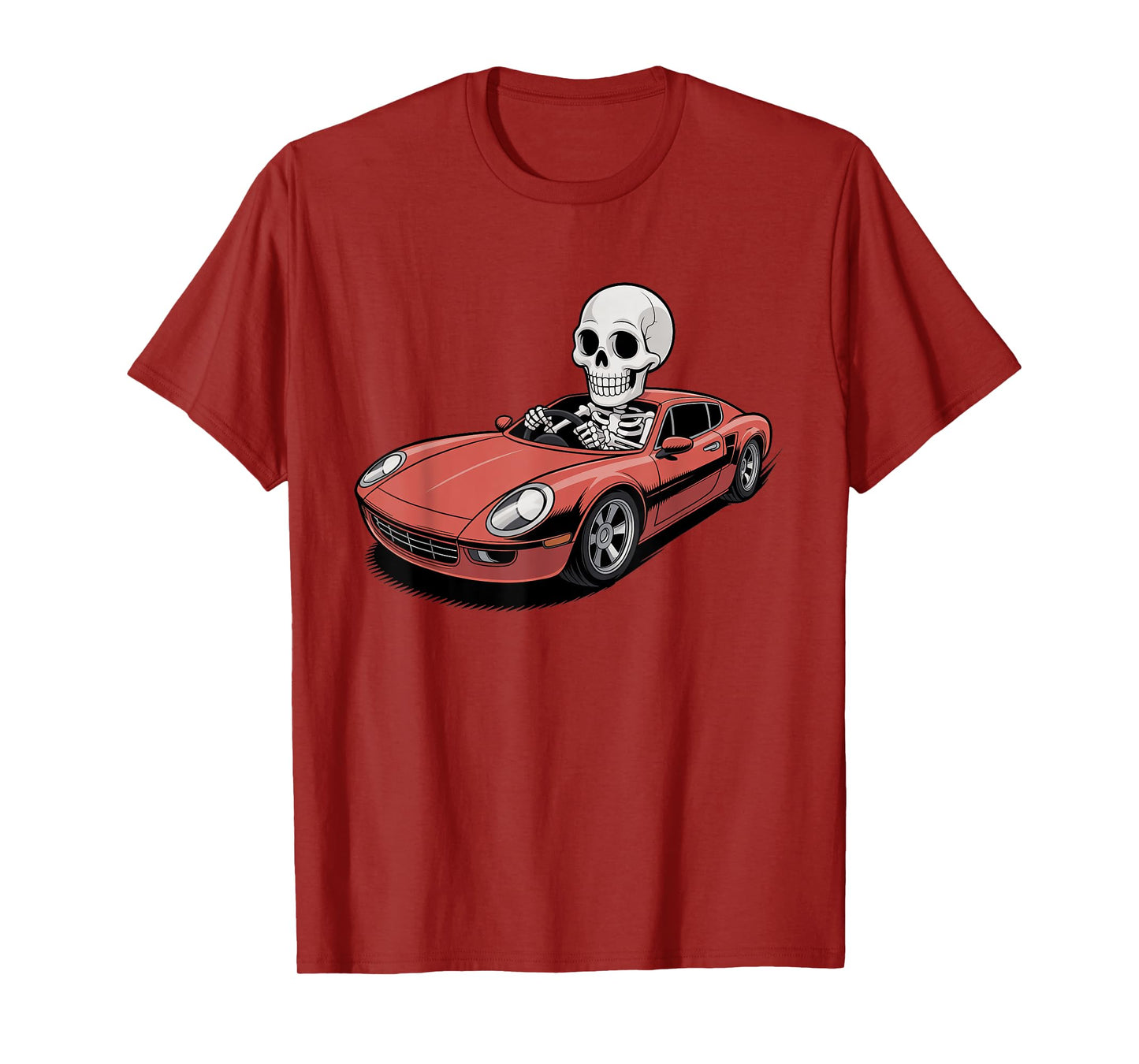 Halloween Skeleton Driving Sport Car Trick or Treat Spooky T-Shirt