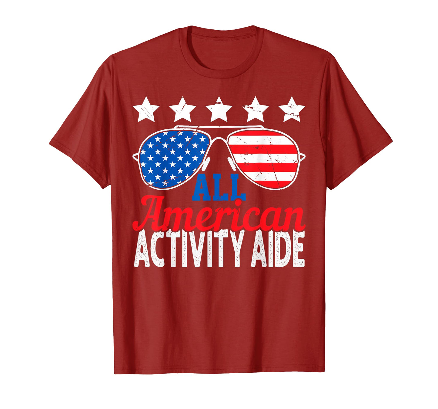 All American Activity Aide USA Flag Sunglasses 4th of July T-Shirt for Women Men