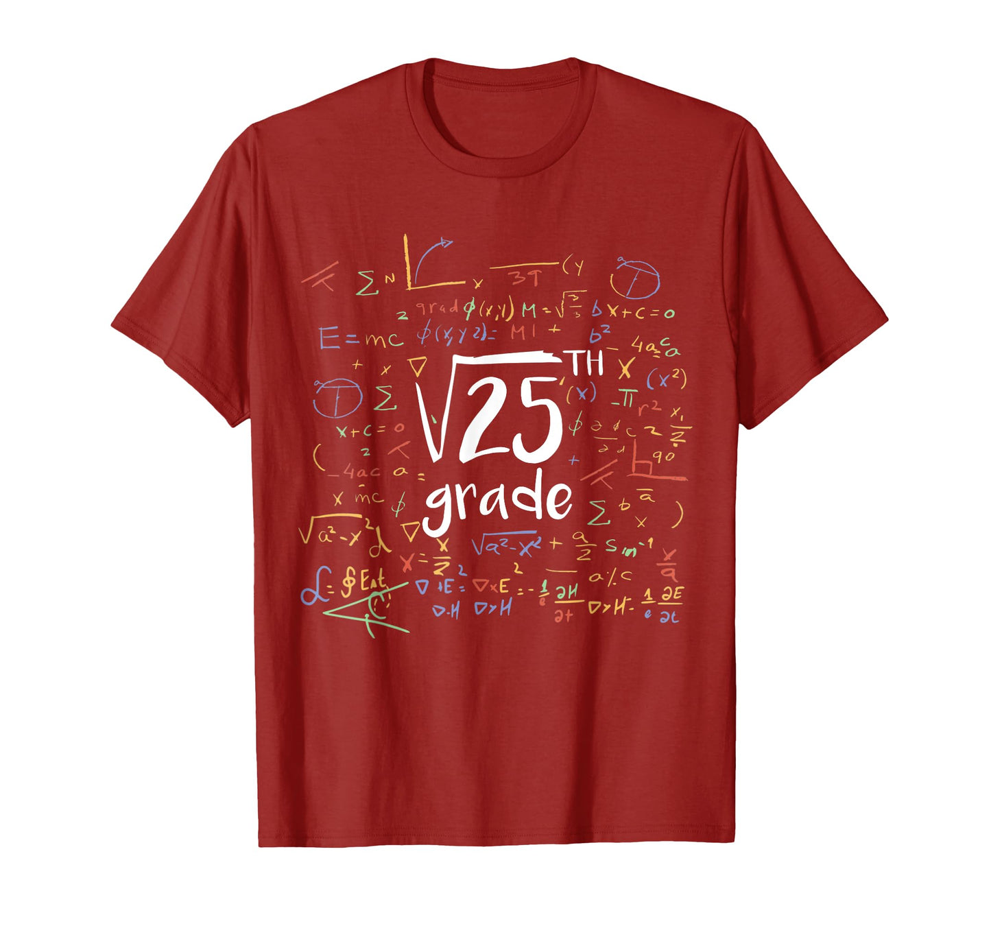 First Day Of School 5th Grade Square Root Of 25 Math Teacher Men Women Kids T-Shirt