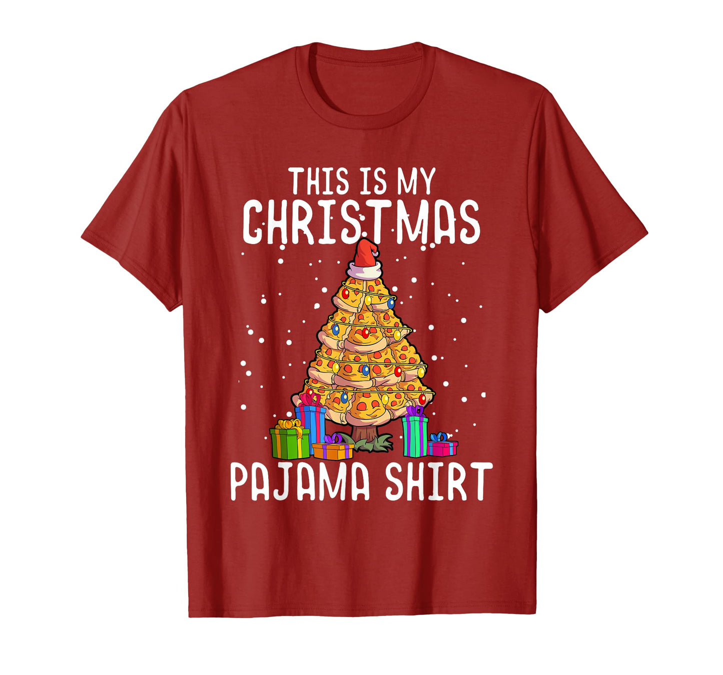 Pizza Christmas Tree Shirt Men Kids Pizza Lover Gift Xmas T-Shirt