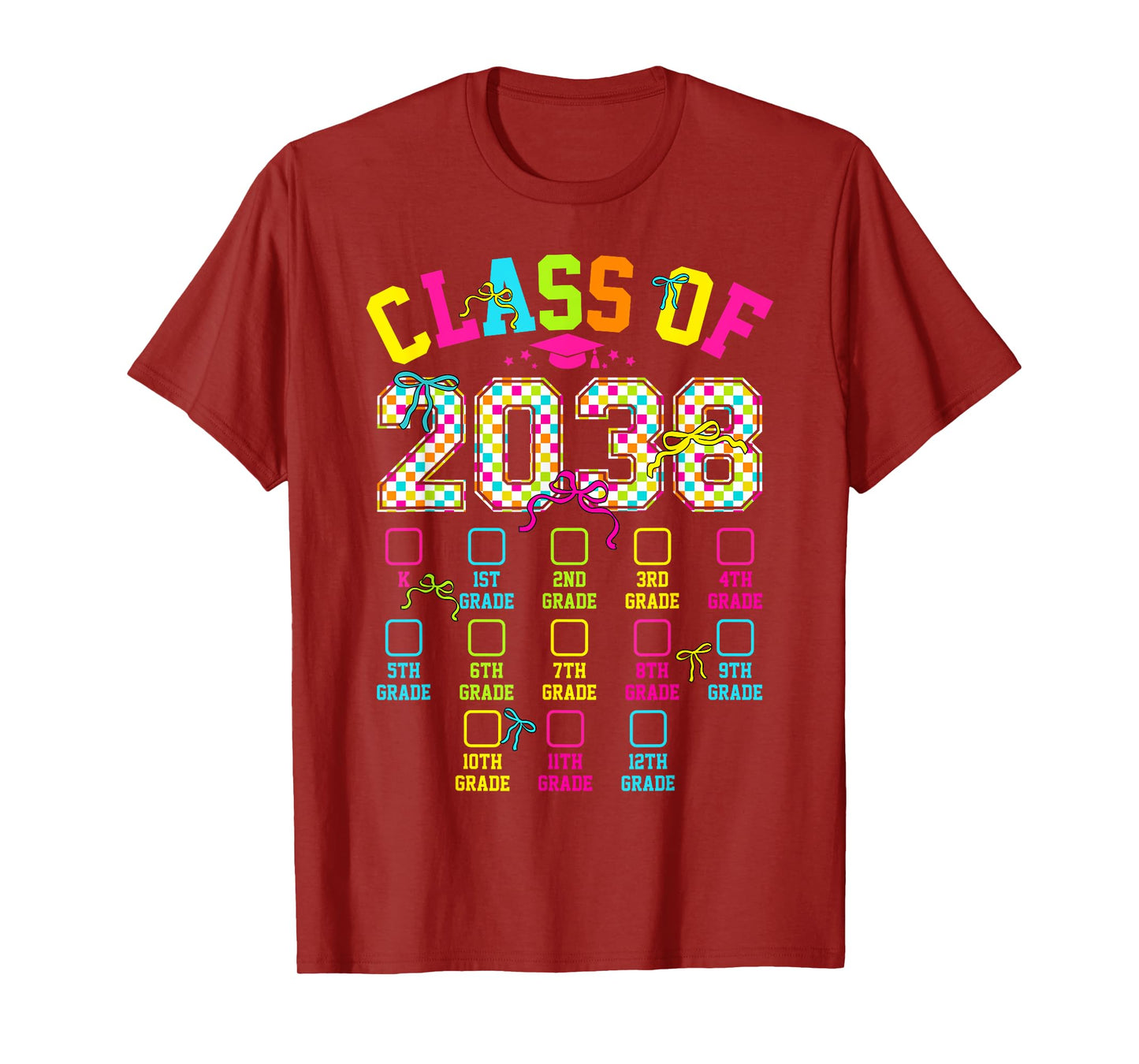 Vintage Retro Class Of 2038 Grow With Me Checklist Graduate T-Shirt
