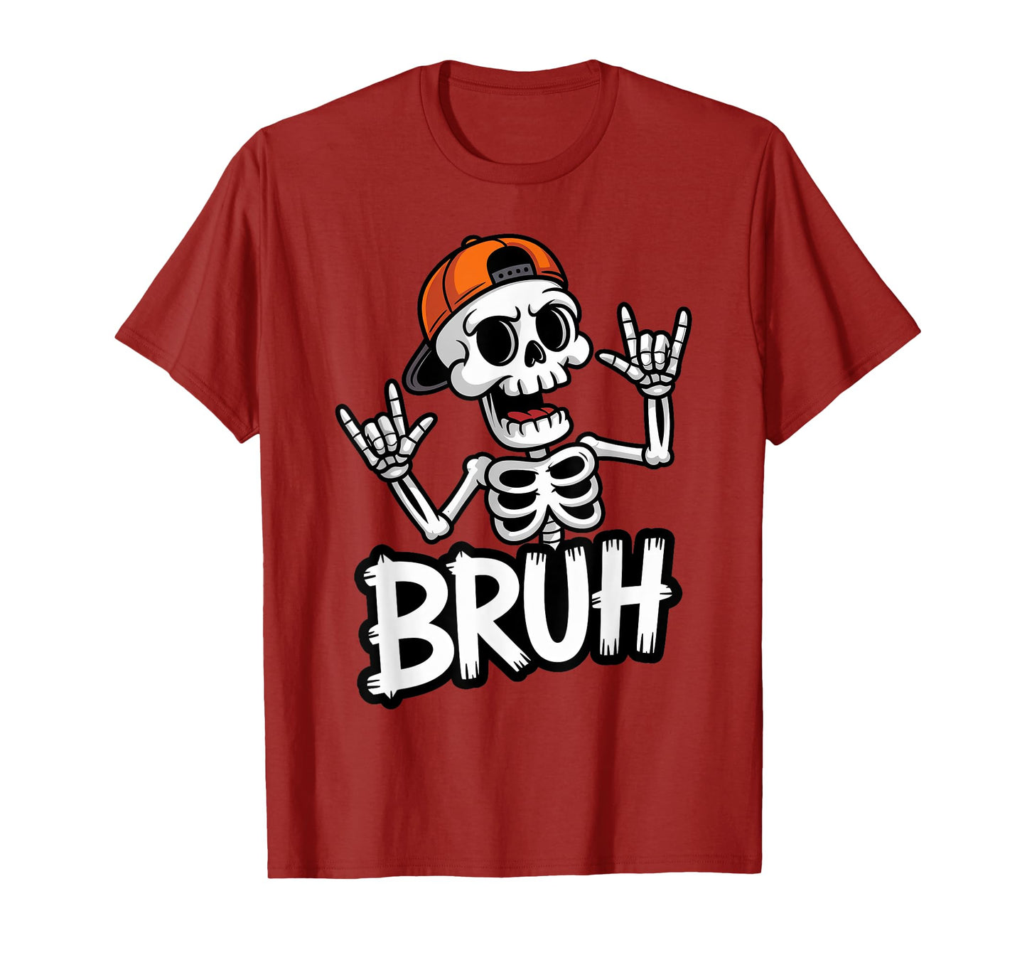 Skeleton Bruh Halloween Punk Rock Boys Kids Trick or Treat T-Shirt