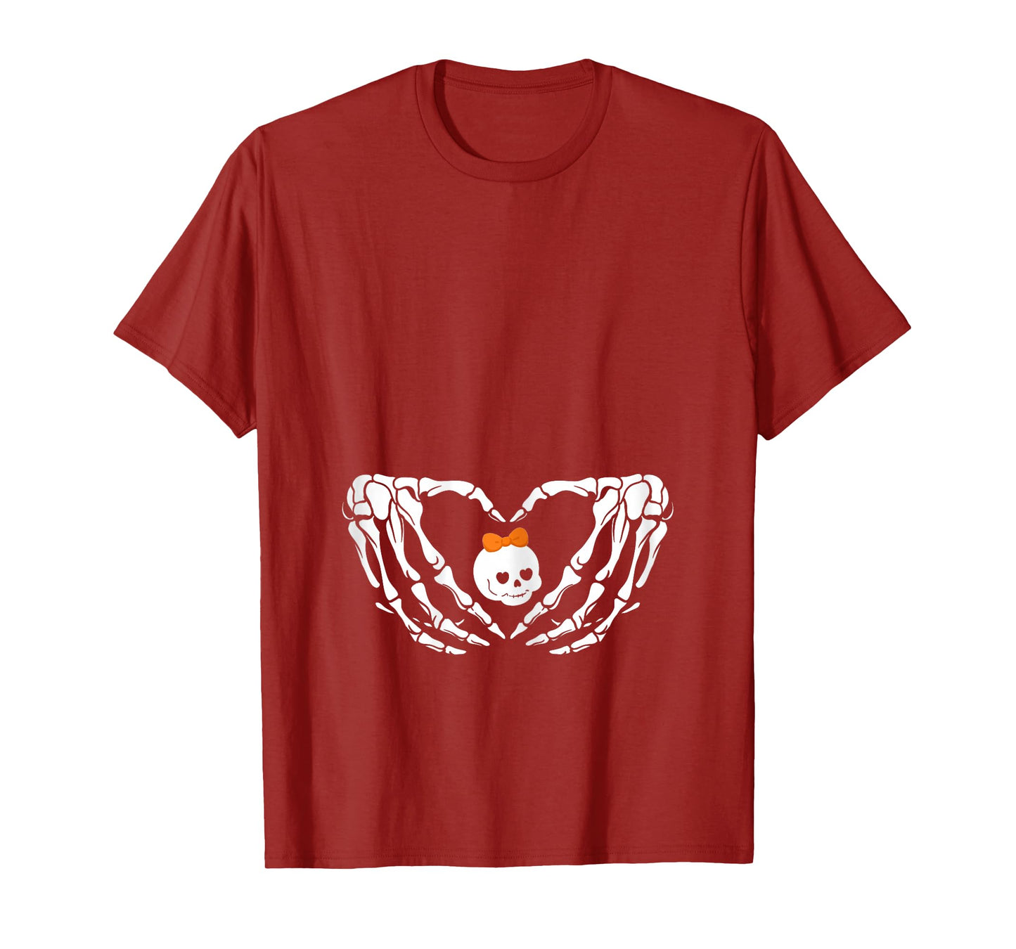 Halloween Pregnant Mom Cute Pink Baby Girl Skeleton New Mom T-Shirt